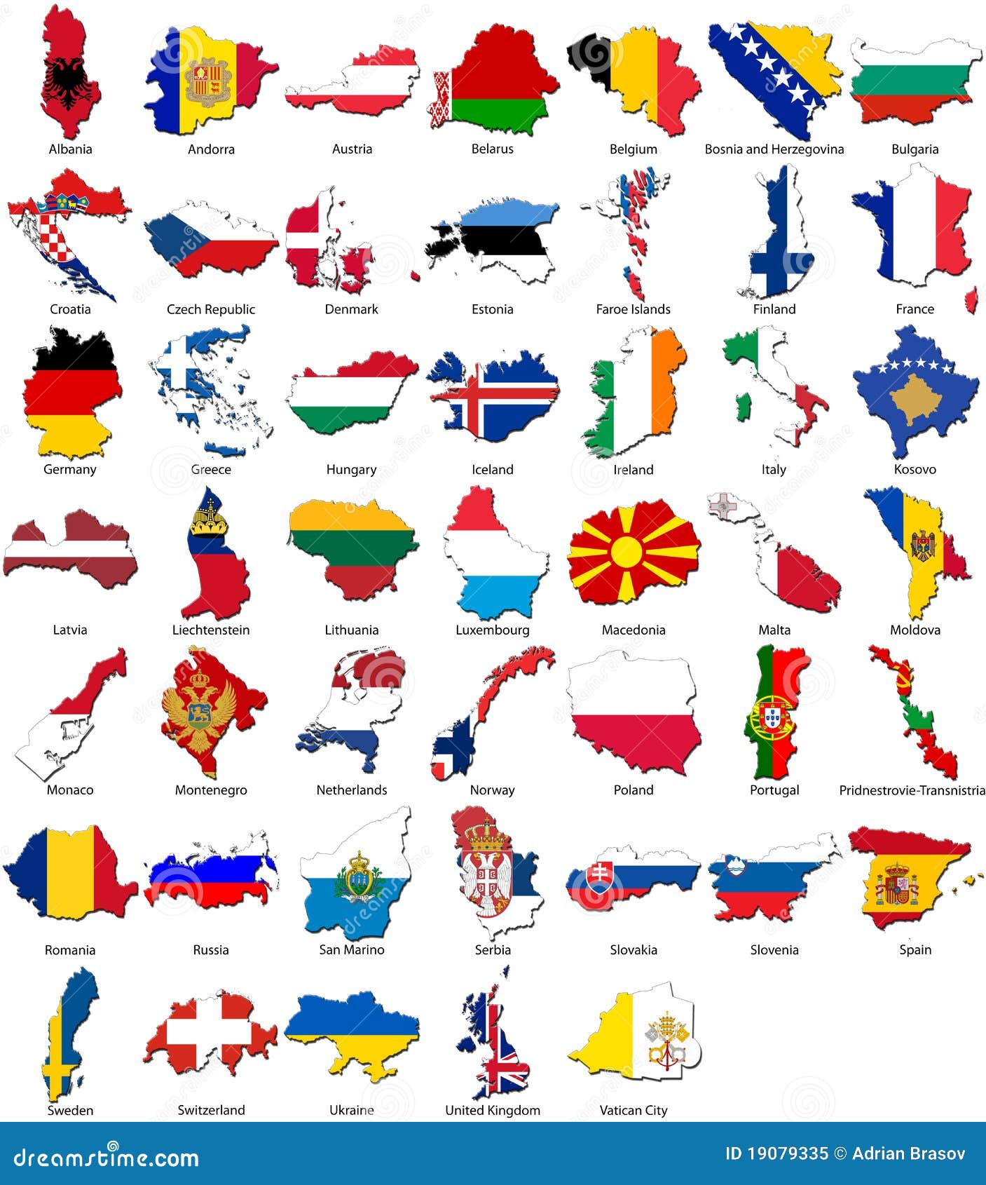 world flags - country border - european set