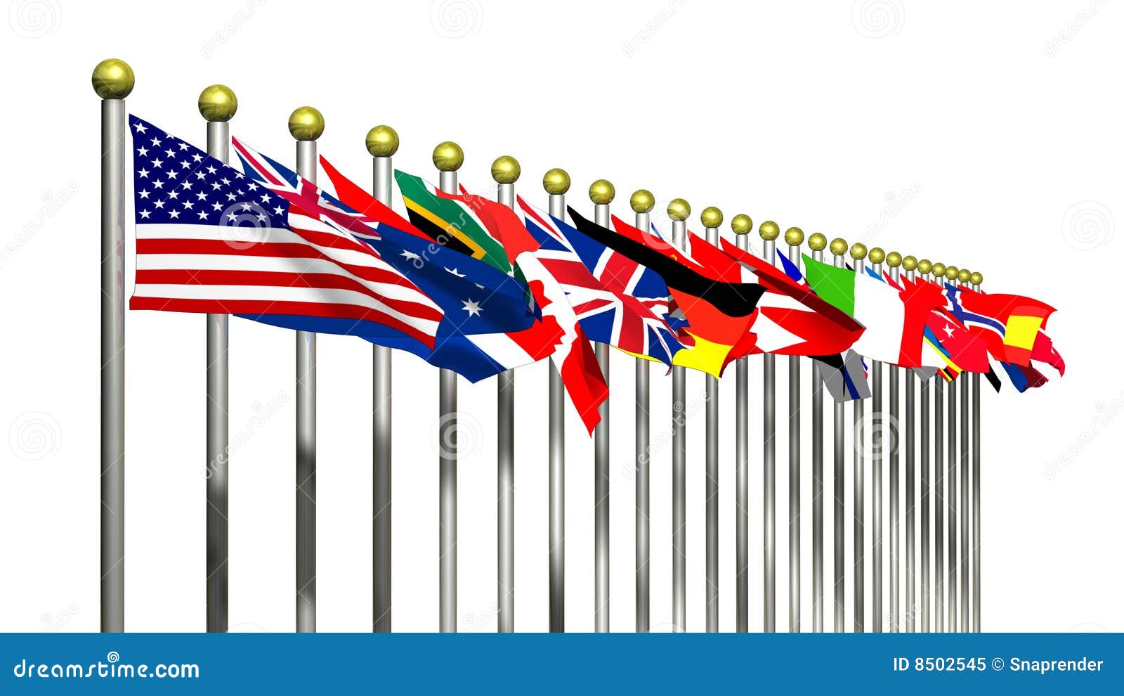 World Flags on a White Background Stock Illustration Illustration of