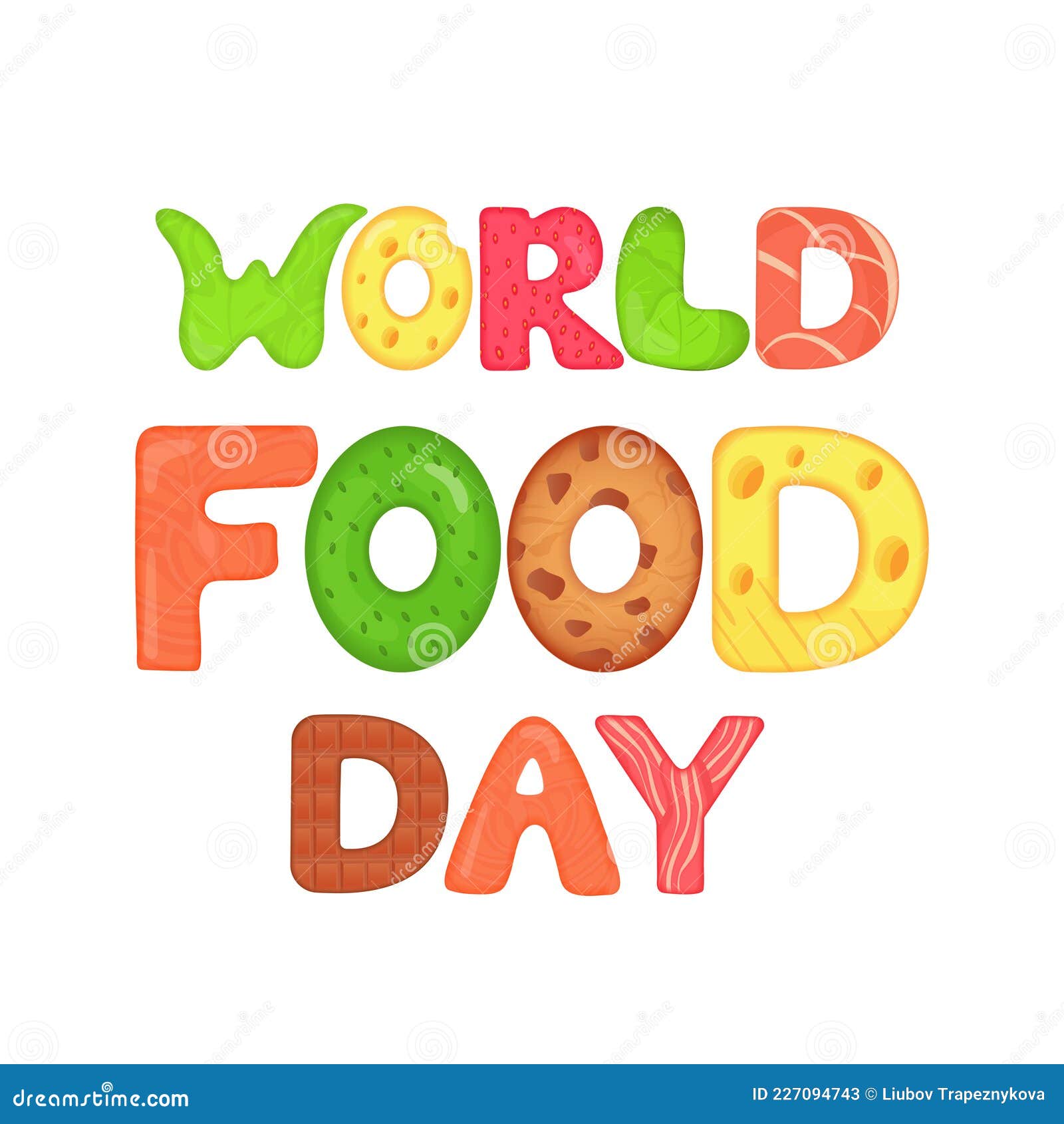 World Food Day. Edible Letters Stock Vector - Illustration of ecology,  food: 227094743