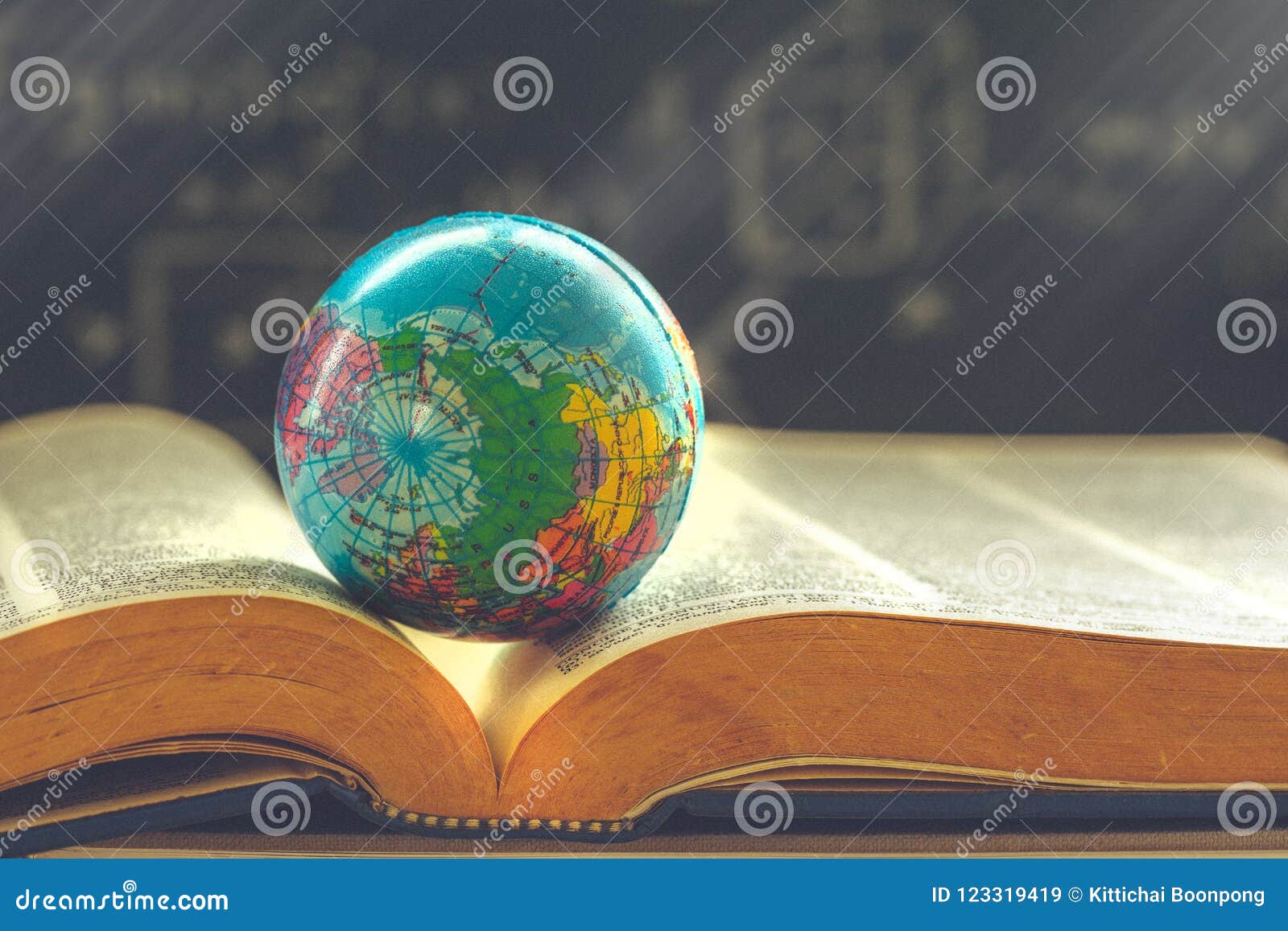 world globe on book. education school concept
