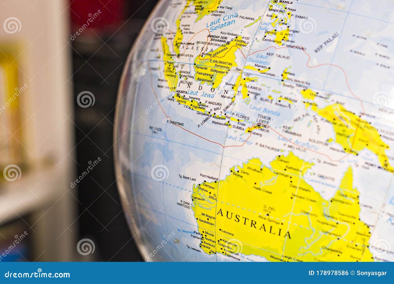 Indonesian and Australian Map on the World Globe Stock Photo - Image of global, islands: 178978586