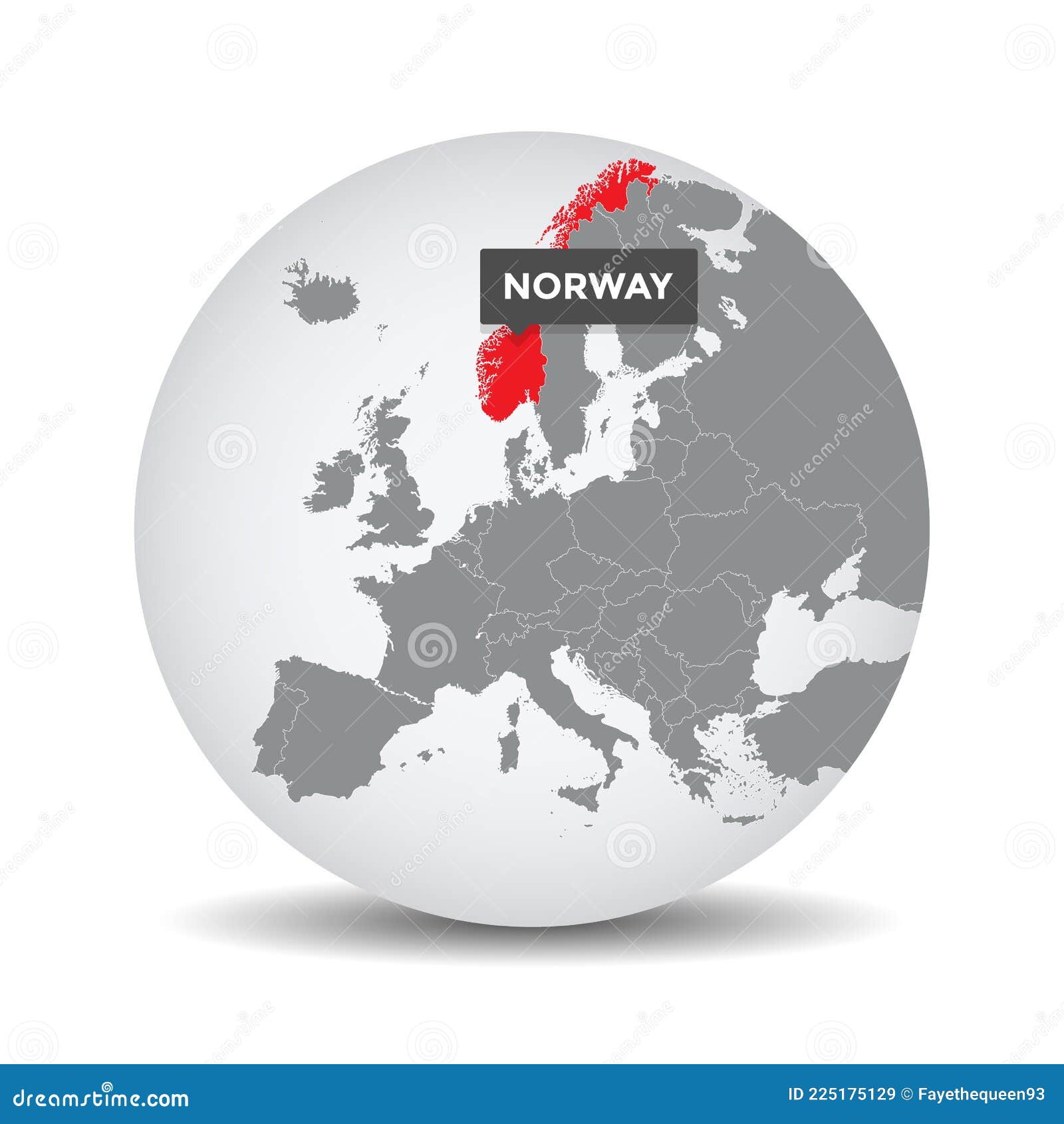 World Globe Map With The Identication Of Norway Stock Vector Illustration Of European Contour