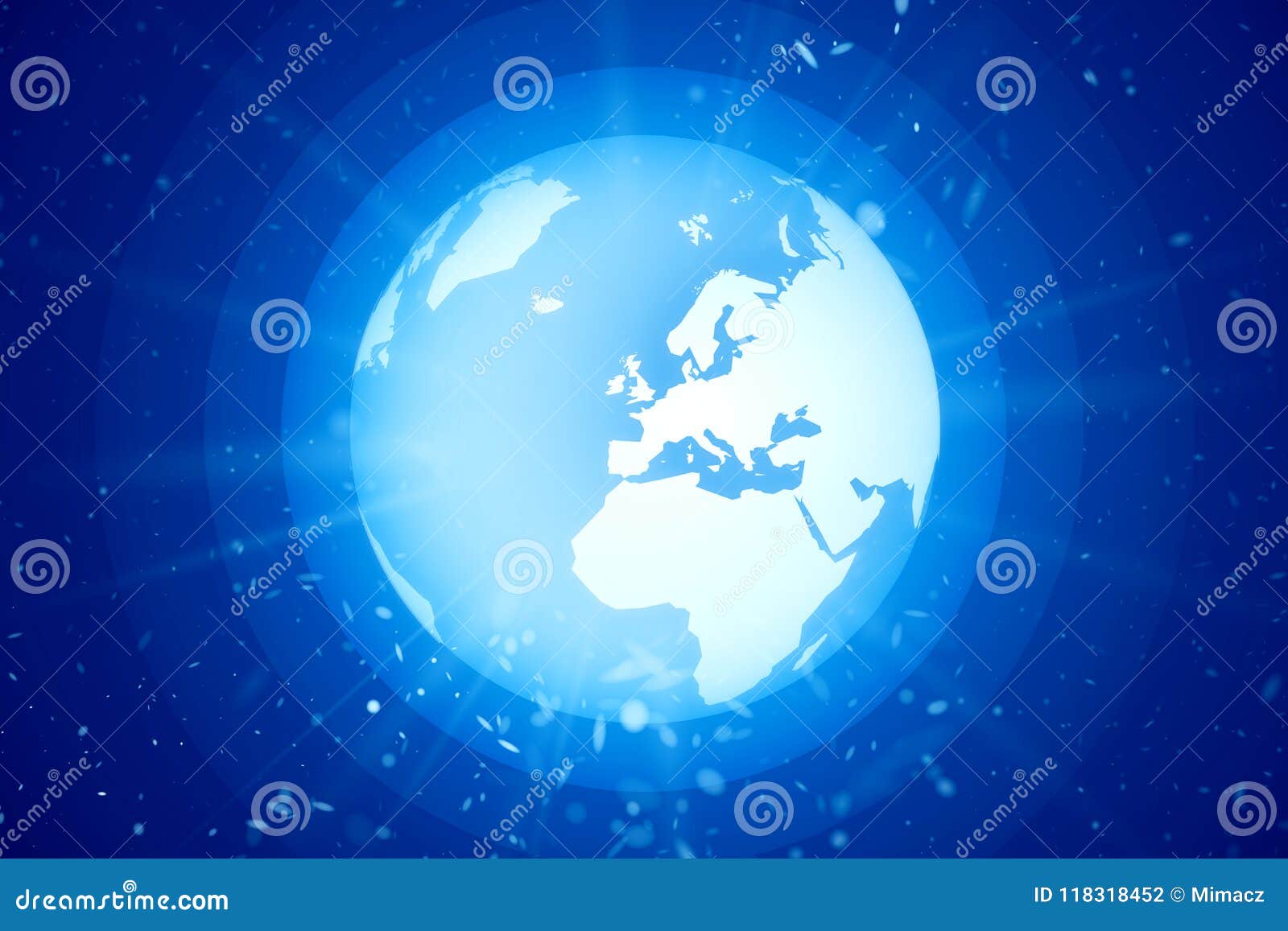 World Globe in Space with Light Rays Stock Illustration Illustration