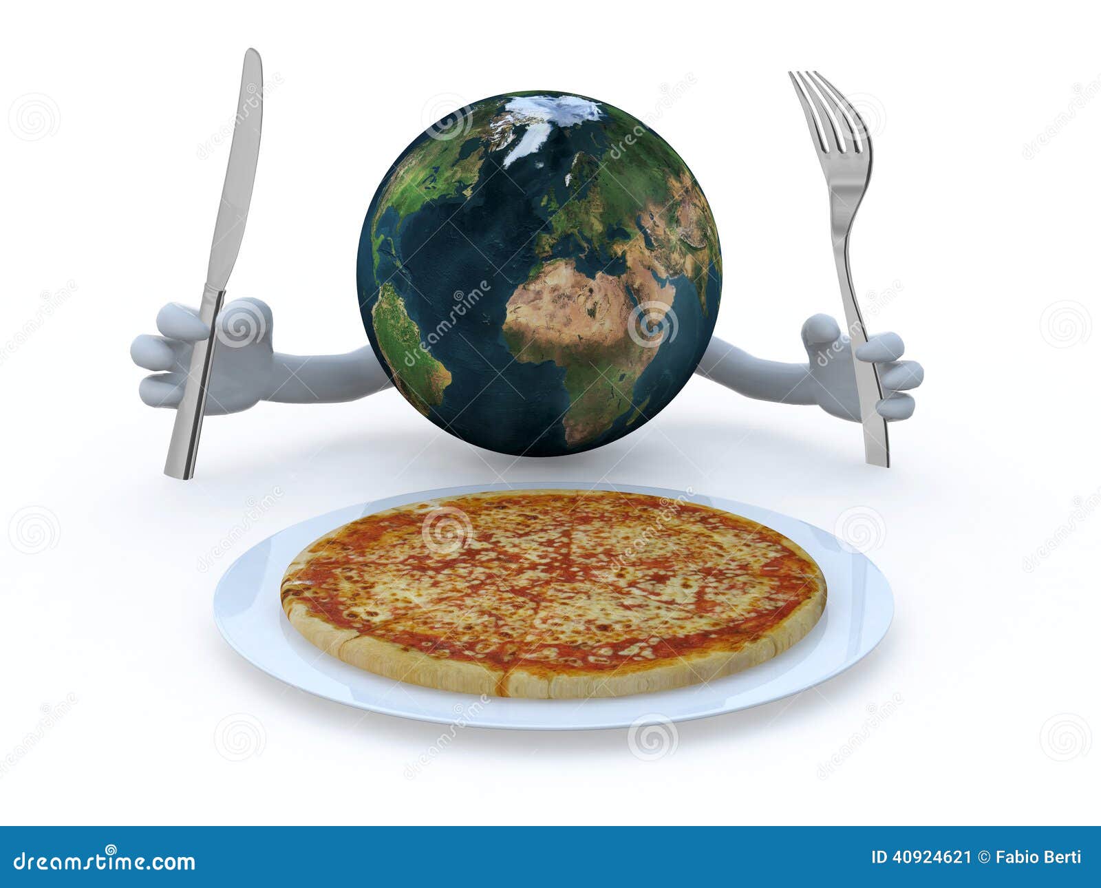 World Map Pizza. Continents Of Earth Fast Food. Geography
