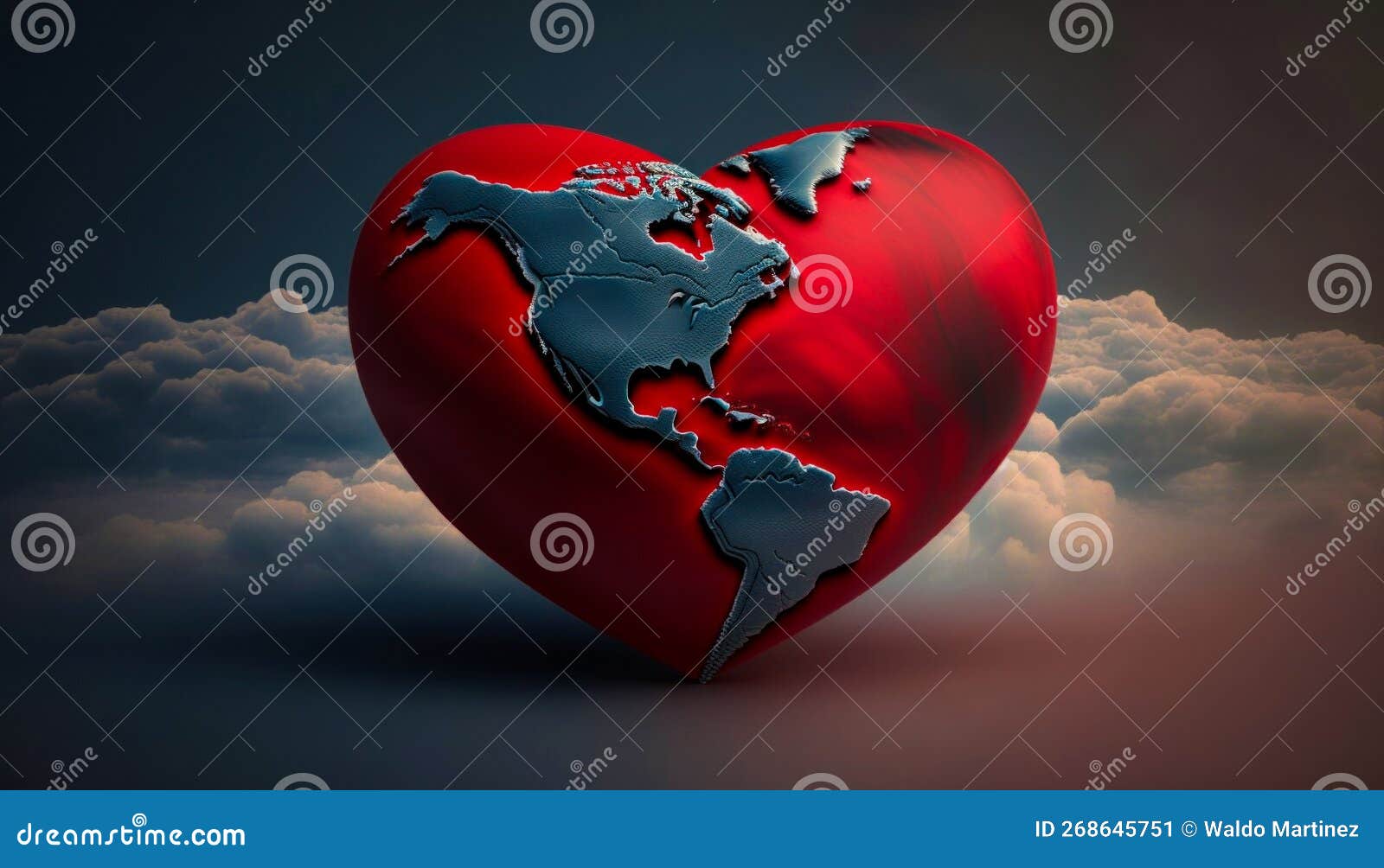 World with Heart Shape, Love the Earth, Generative Ai Stock