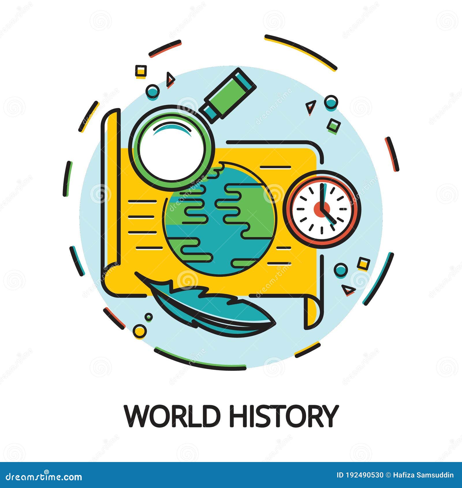 World History Concept Design. Vector Illustration Decorative Design