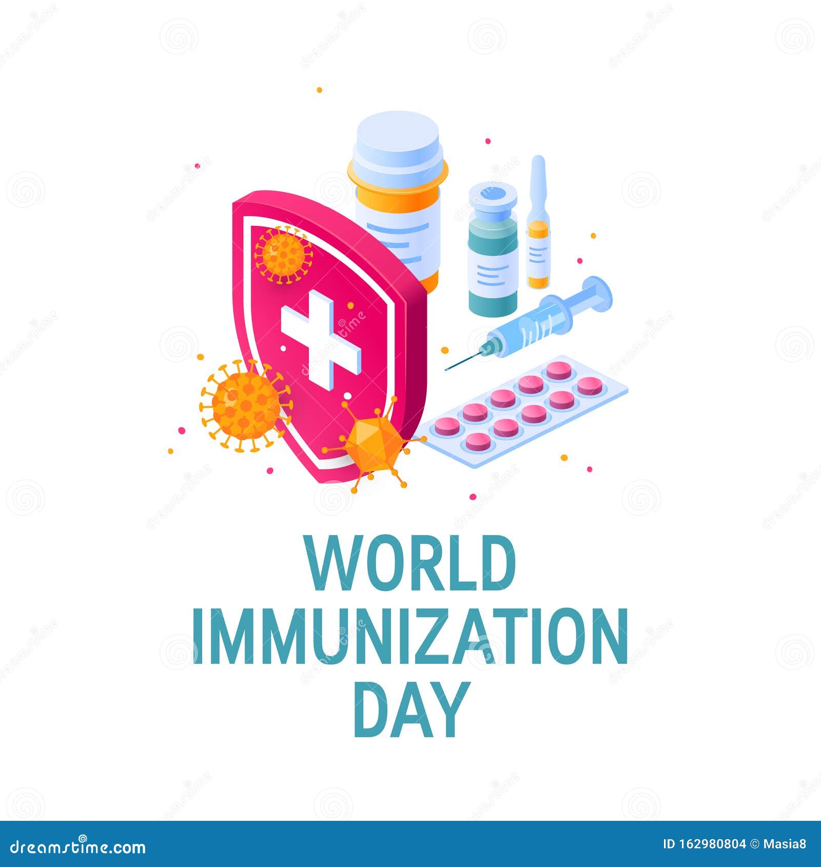world immunization day concept,  flat style