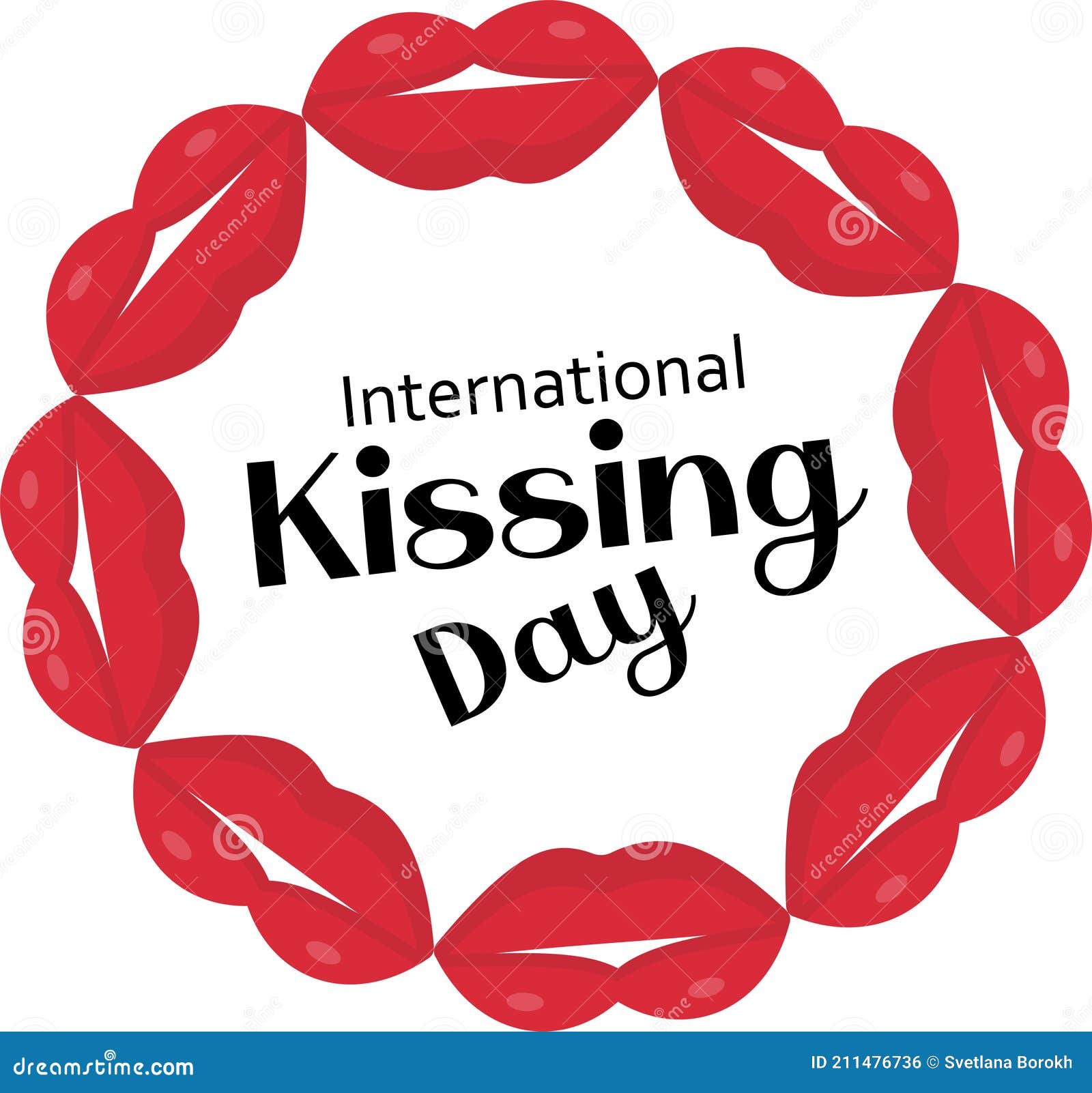 World Kiss Day Card with Lips. International Kissing Day Stock Vector