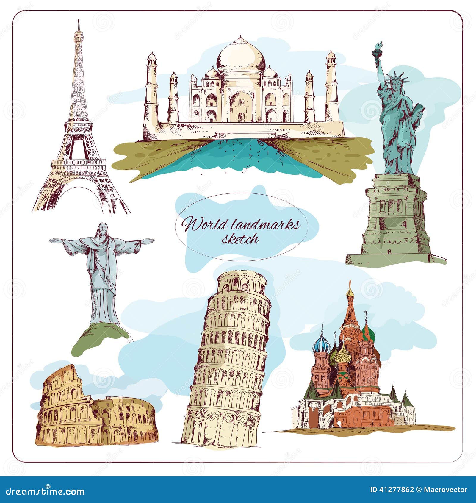 World Landmark Icon Set Cartoon Vector | CartoonDealer.com #27780673