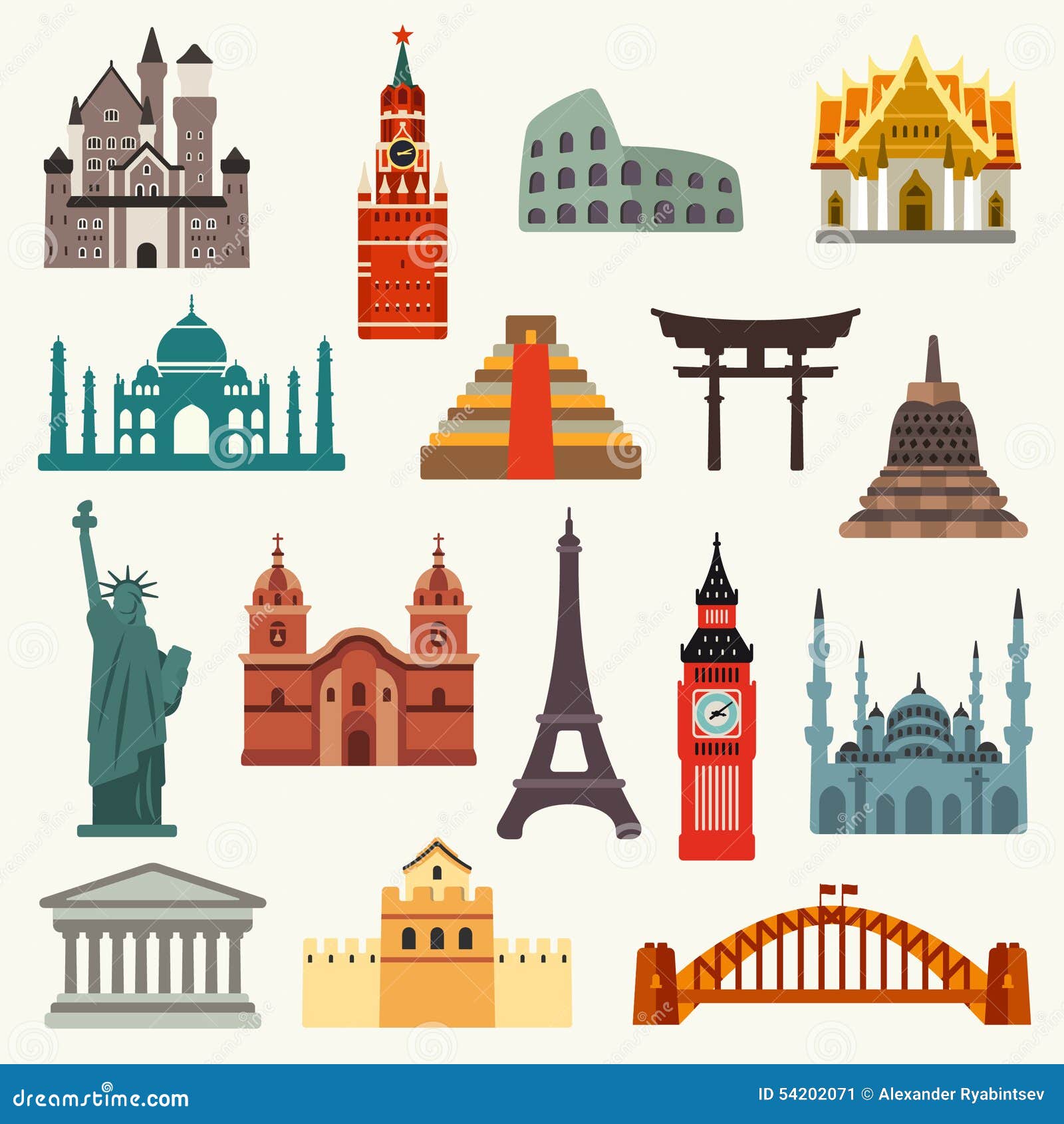 world landmarks icons