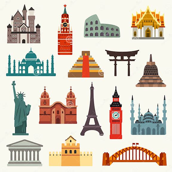 World Landmarks icons stock vector. Illustration of bangkok - 54202071