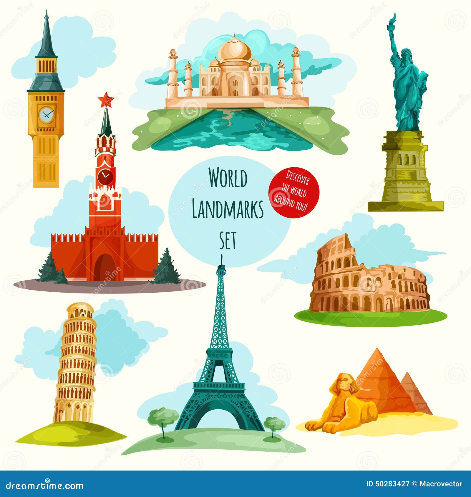 world landmarks set