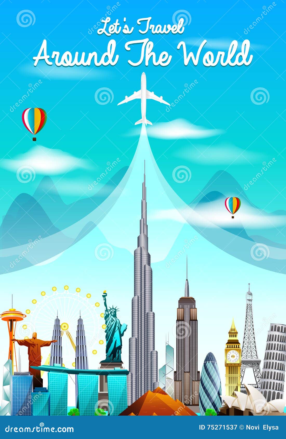 World Landmarks. Travel and Tourism Background Stock Vector ...