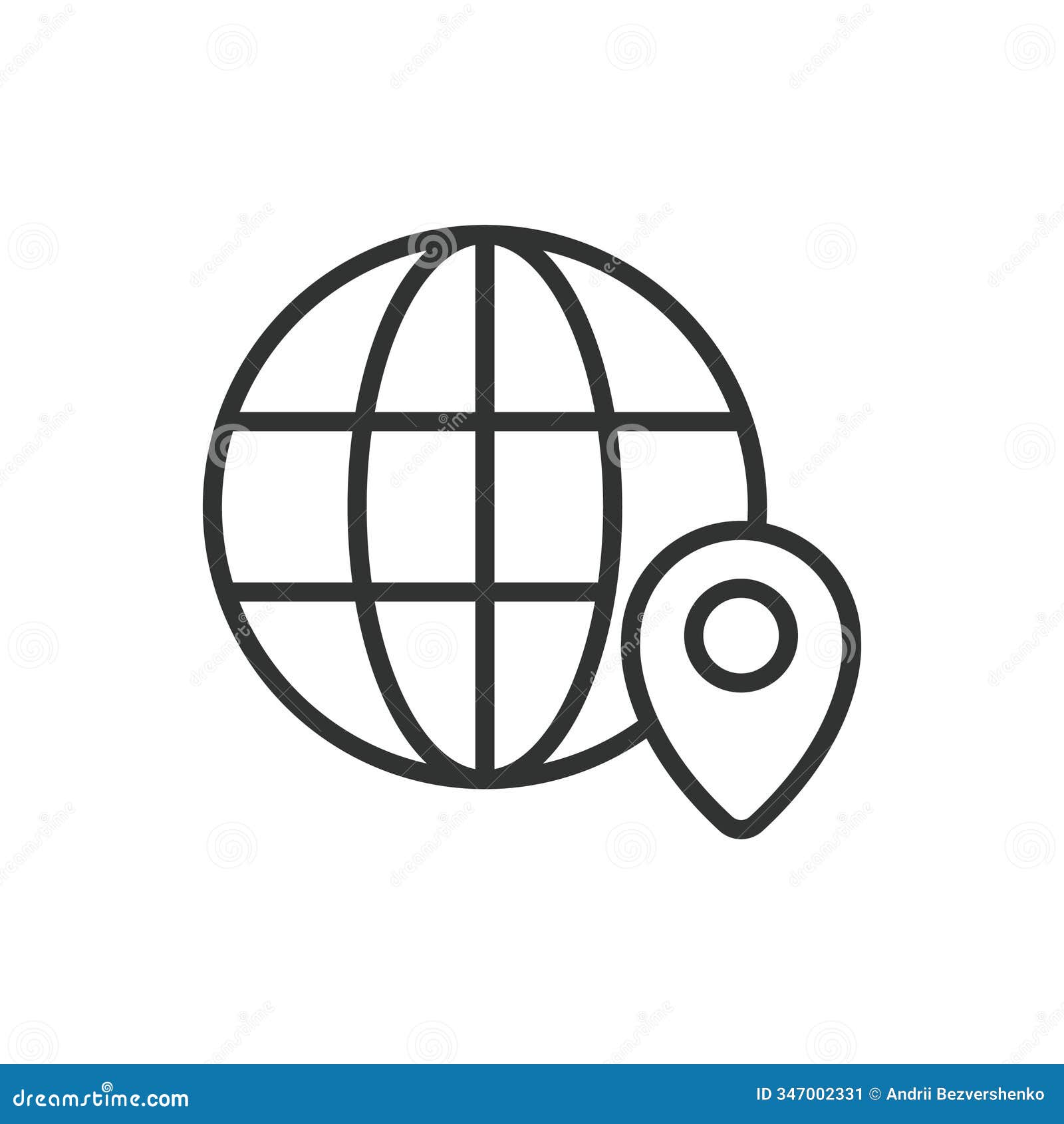 world location, icon in line . world, location, map, globe, coordinates, gps, place on white background 