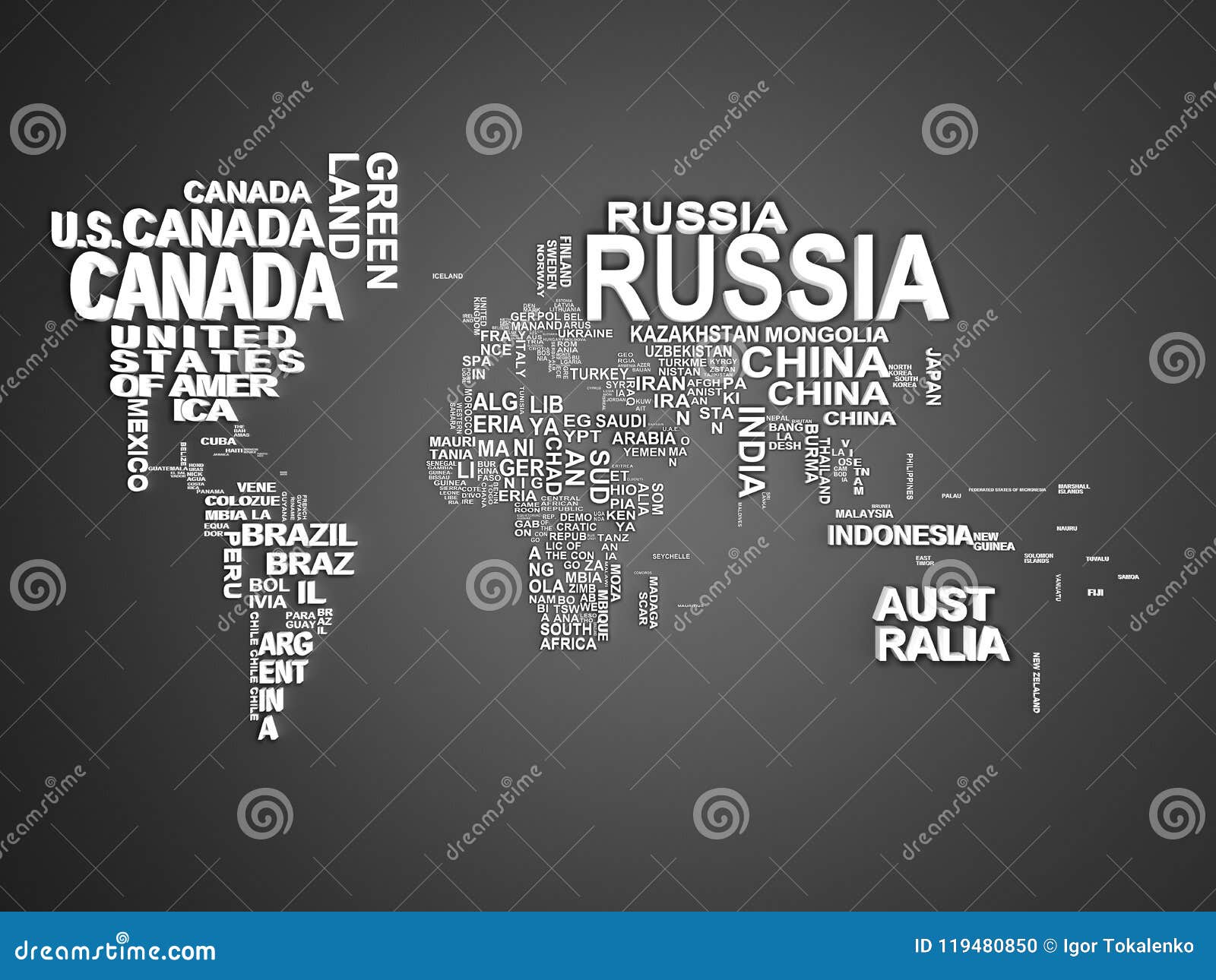 The World Map with All States and Their Names 3d Illustration on ...