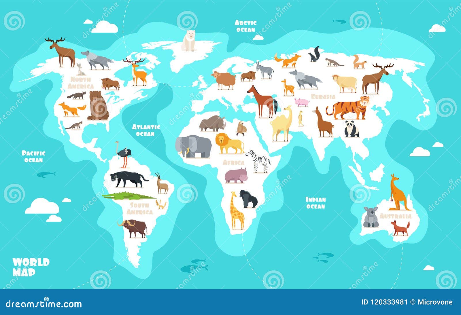 World Map with Animals. Earth Discovery Funny Kids Geography Vector Illustration Stock Vector - Illustration of bright, fish: 120333981 World Map with Animals. Earth Discovery Funny Kids Geography Vector Illustration Stock Vector - Illustration of bright, fish: 120333981