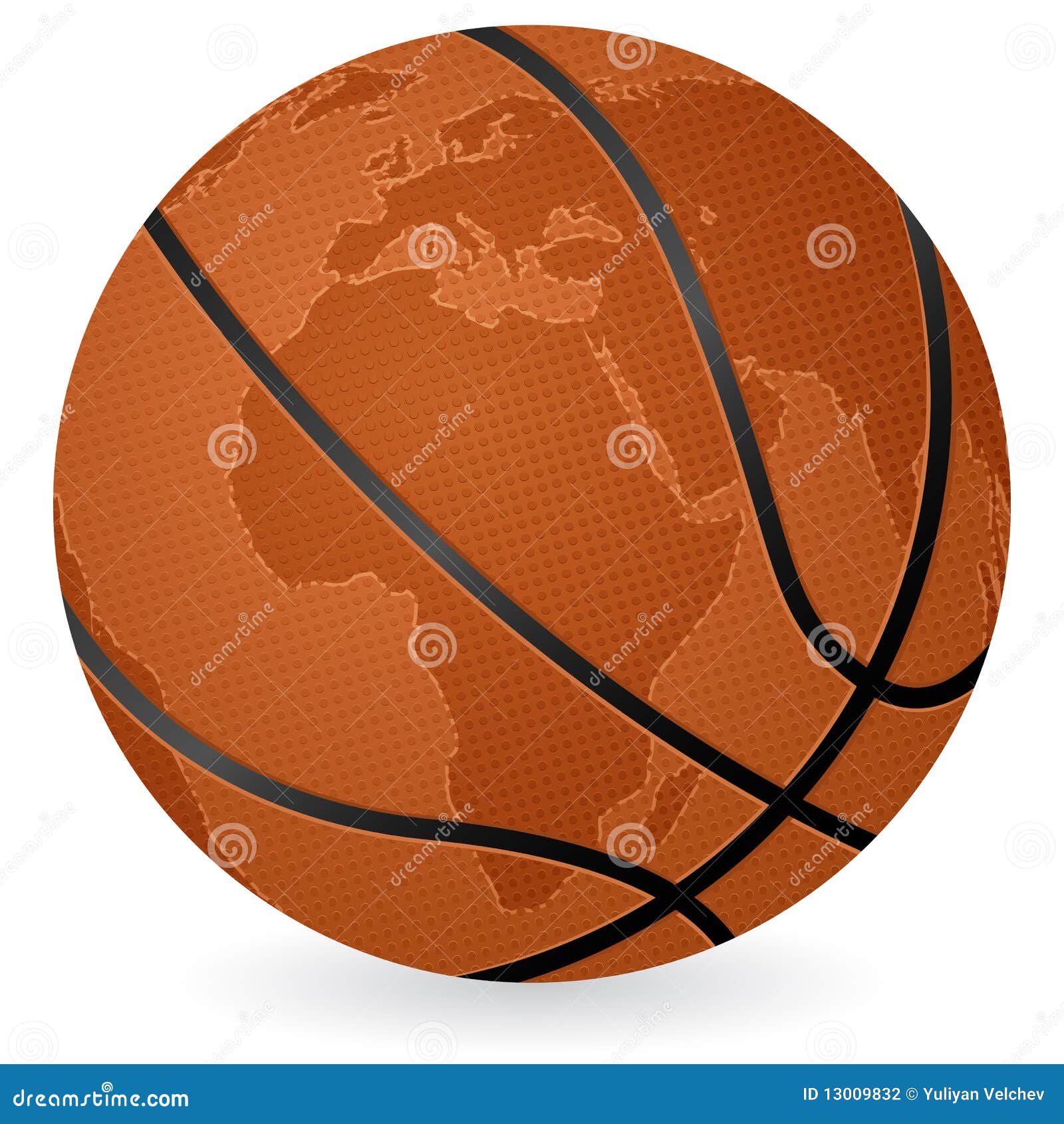 Basketball Ball With Brazilian Flag On White. Stock Clipart, Royalty-Free