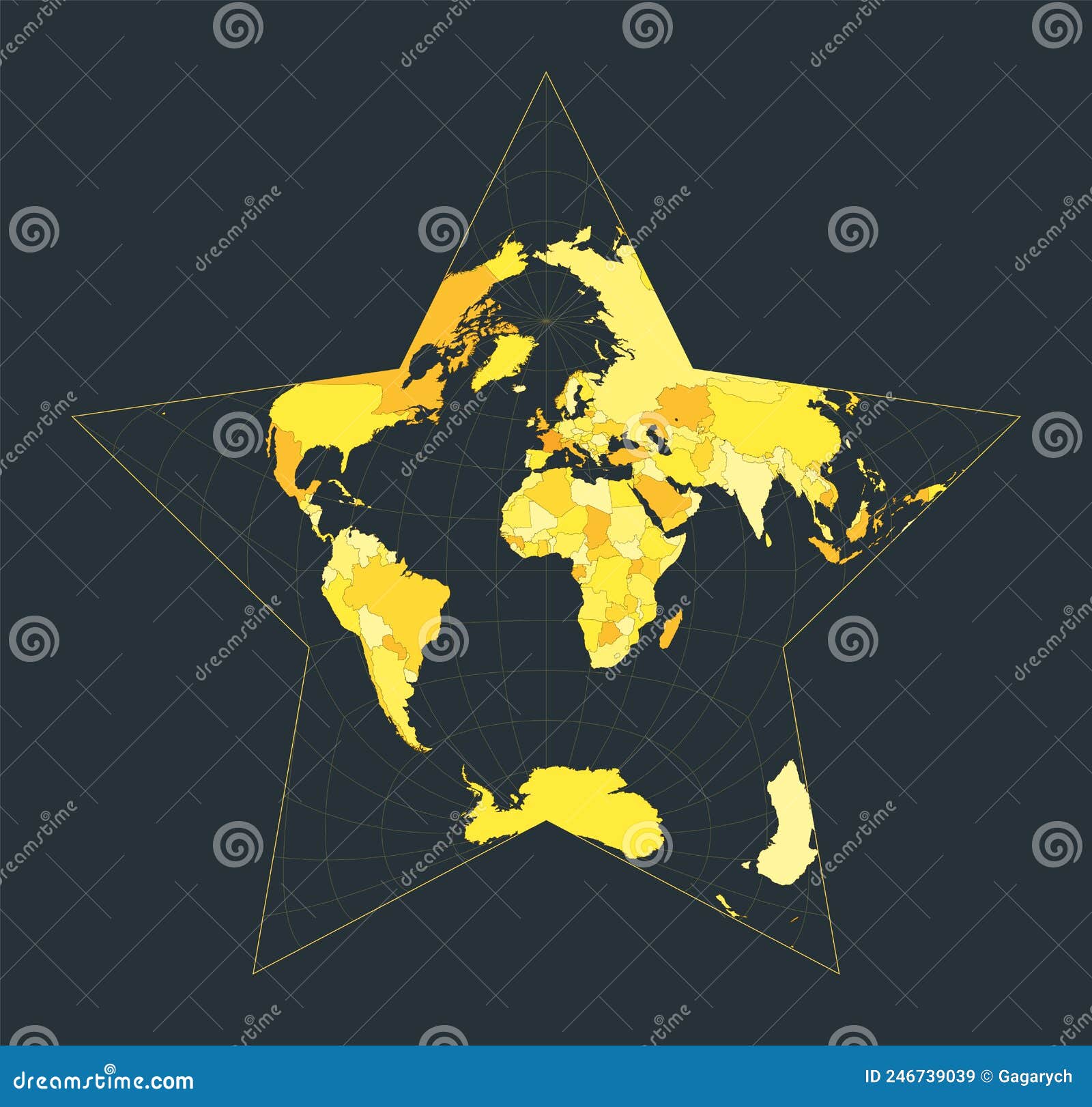 world map. berghaus star projection.