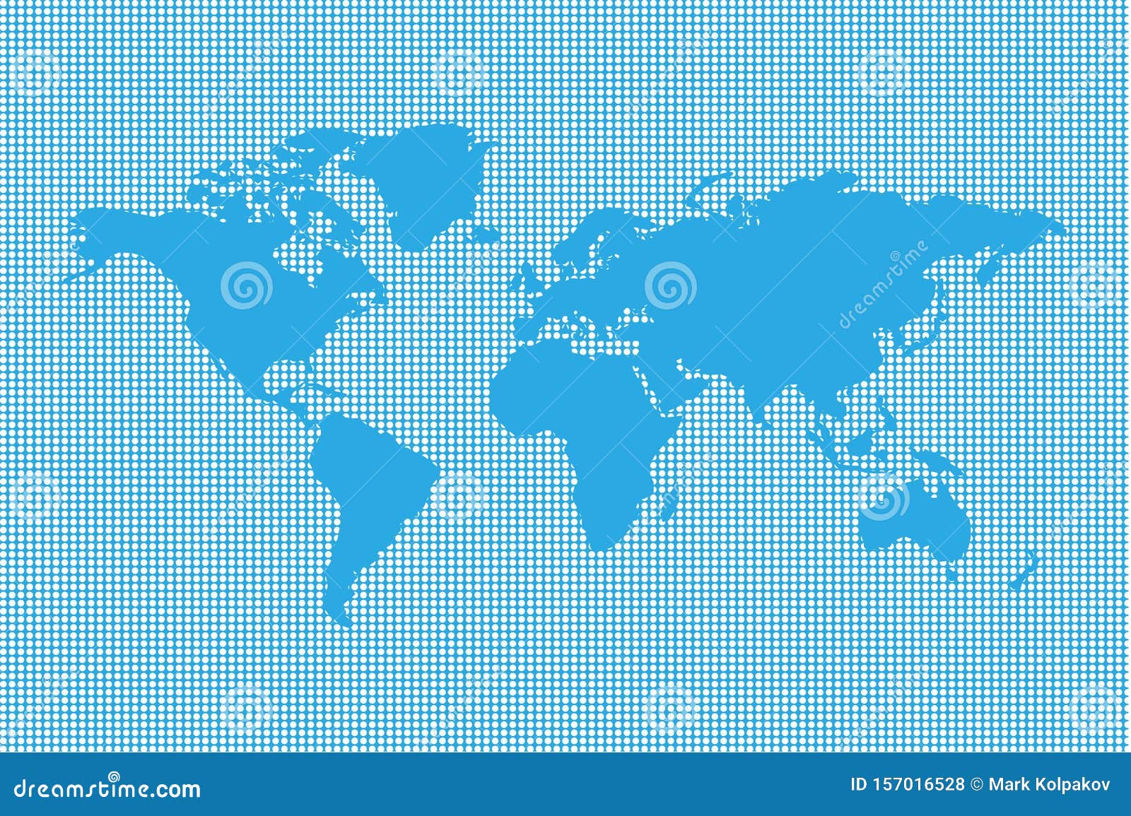 World Map Blue Background With White Circles Stock Vector