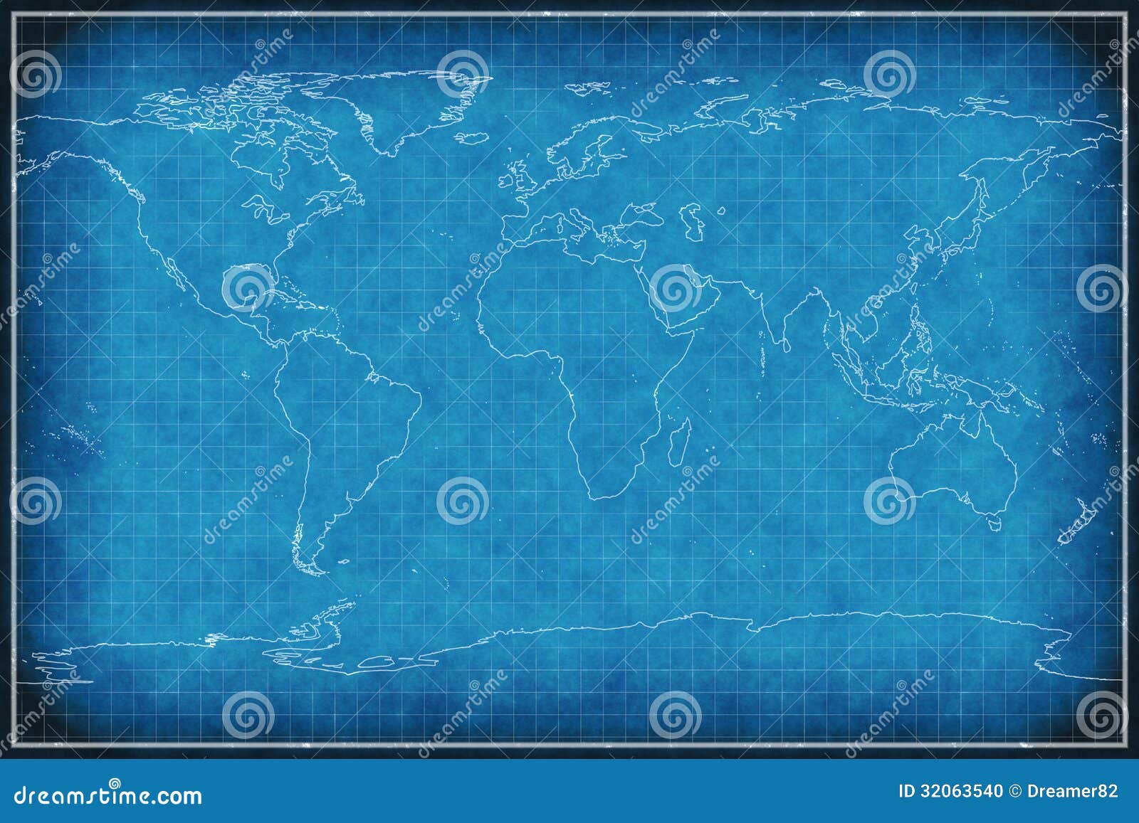 World Map On Blueprint. Stock Photo - Image: 32063540 World Map On Blueprint. Stock Photo - Image: 32063540