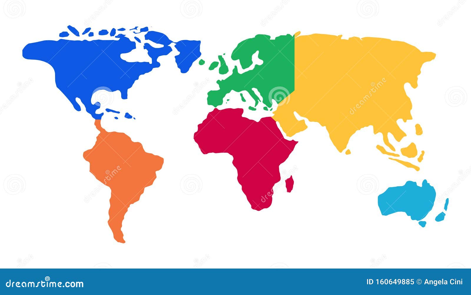 World Map with Color Continents Vector Illustration for Children Stock ...