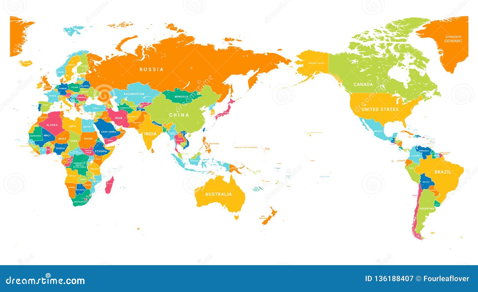 asia center world map color