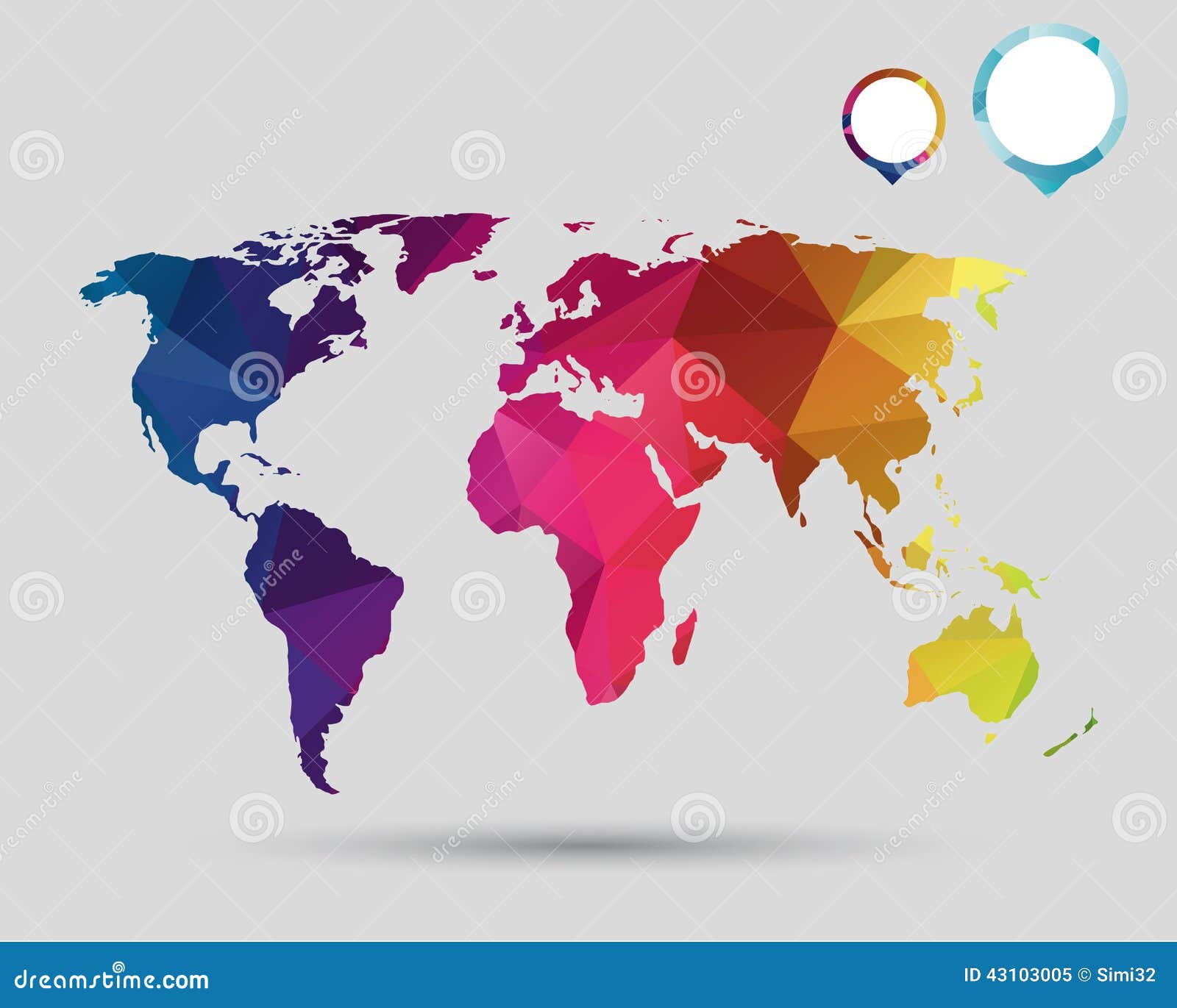 Colourful world map with pointer