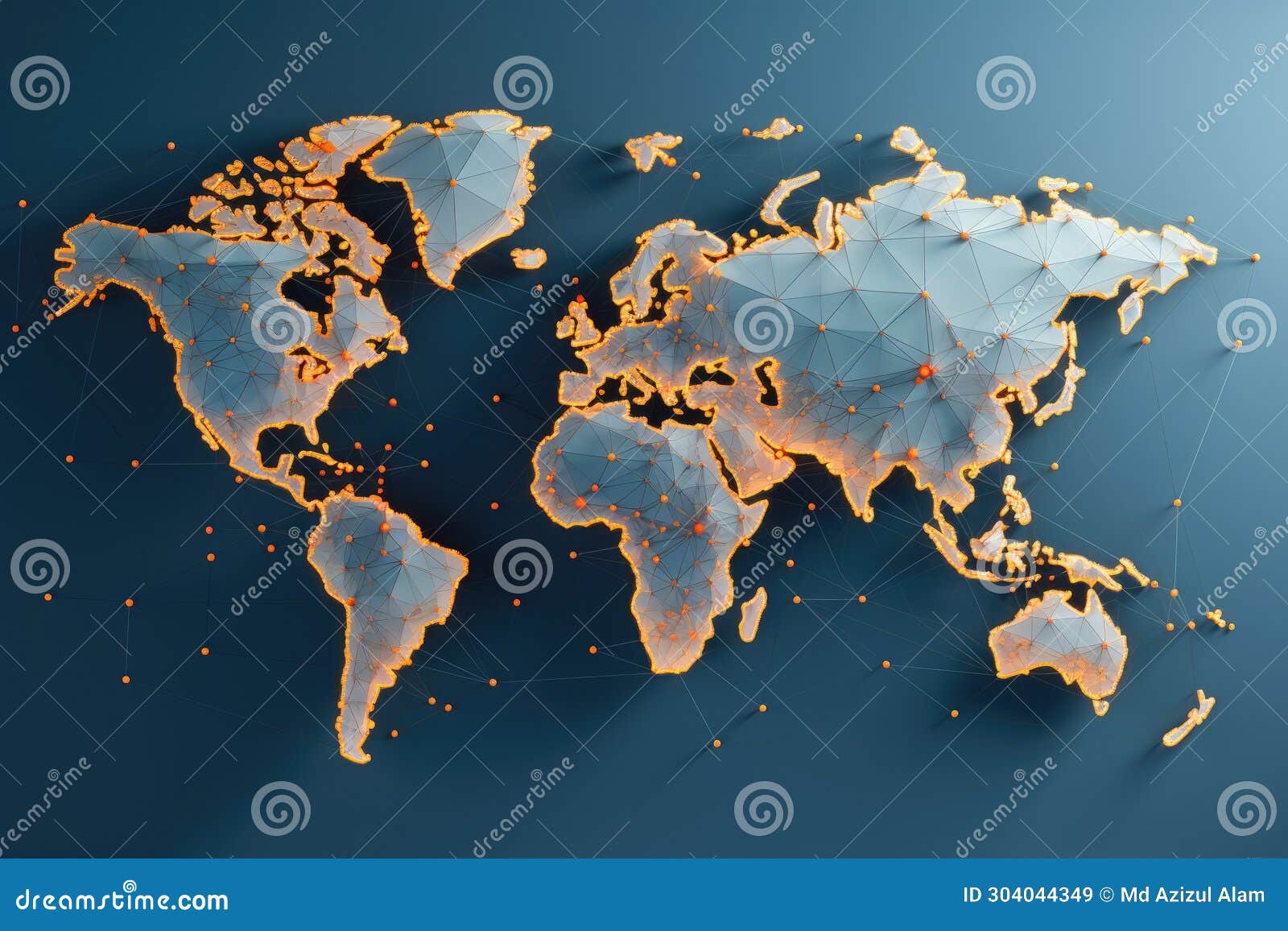 world map connected with lines and dots. polygonal background. a business-oriented world map with connections, ai generated