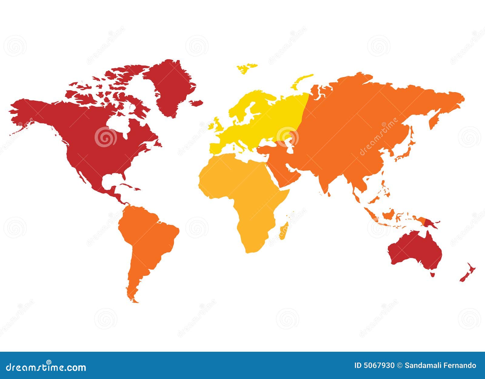 World map Continents stock vector. Illustration of orange - 5067930