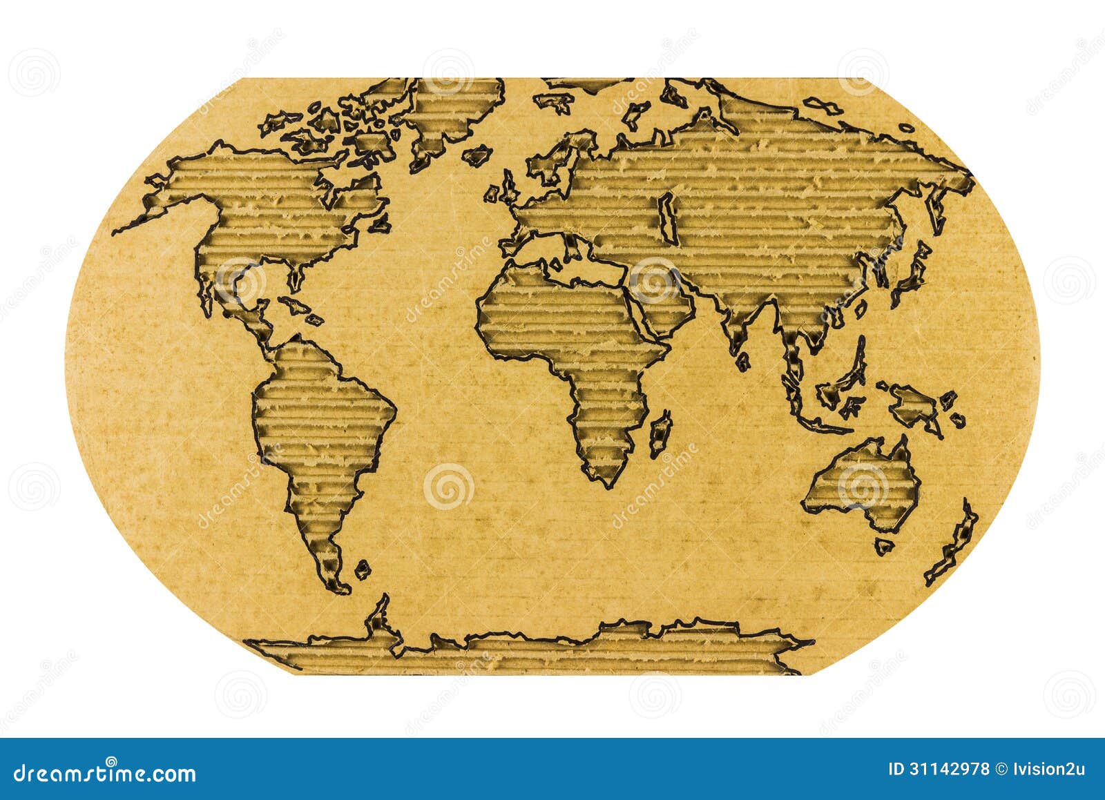 World Map On Corrugated Cardboard Royalty Free Stock Photos Image