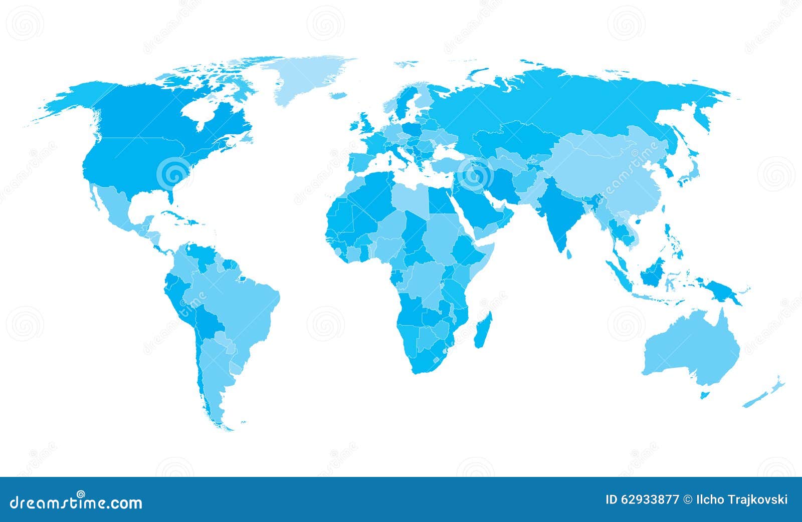 world map countries blue gradient