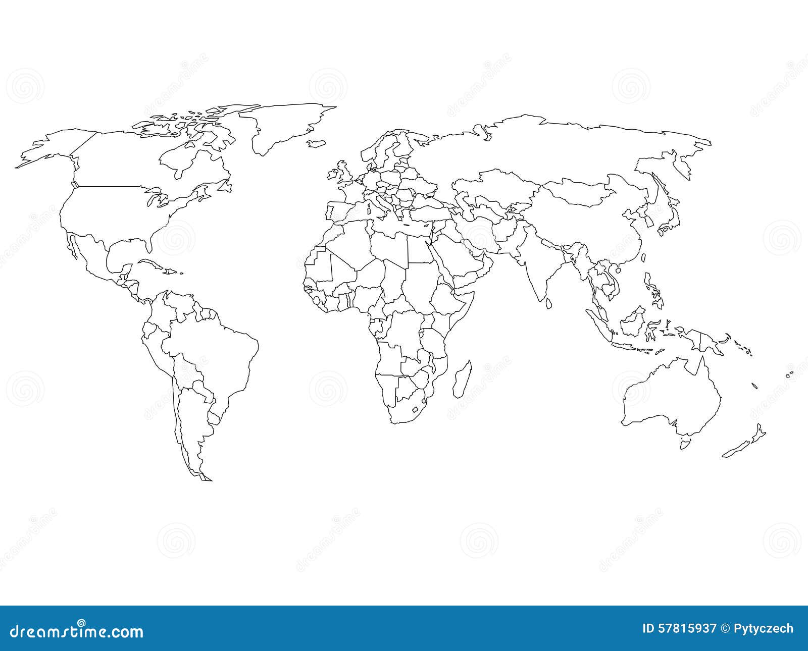 World Map With Country Borders Stock Vector Illustration Of