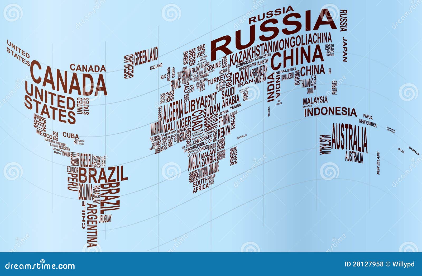 World Map with Country Name Stock Vector - Illustration of ...