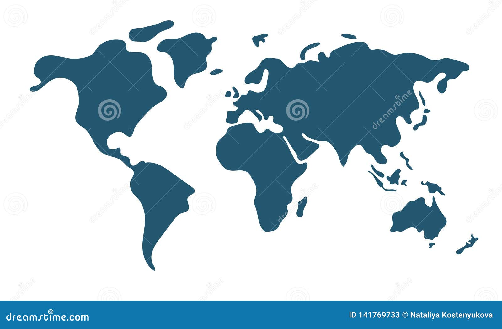 World Map In Flat Style Stock Vector Illustration Of Isolated 141769733