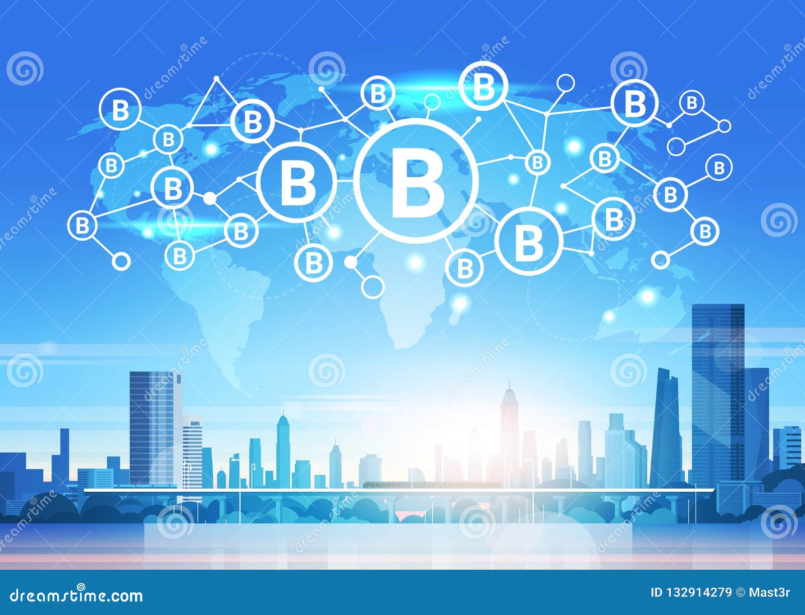 World Map Futuristic Bitcoin Icon Interface Network Mining Crypto Currency  Connection Concept Cityscape Background Flat Stock Vector - Illustration of  crypto, digital: 132914279