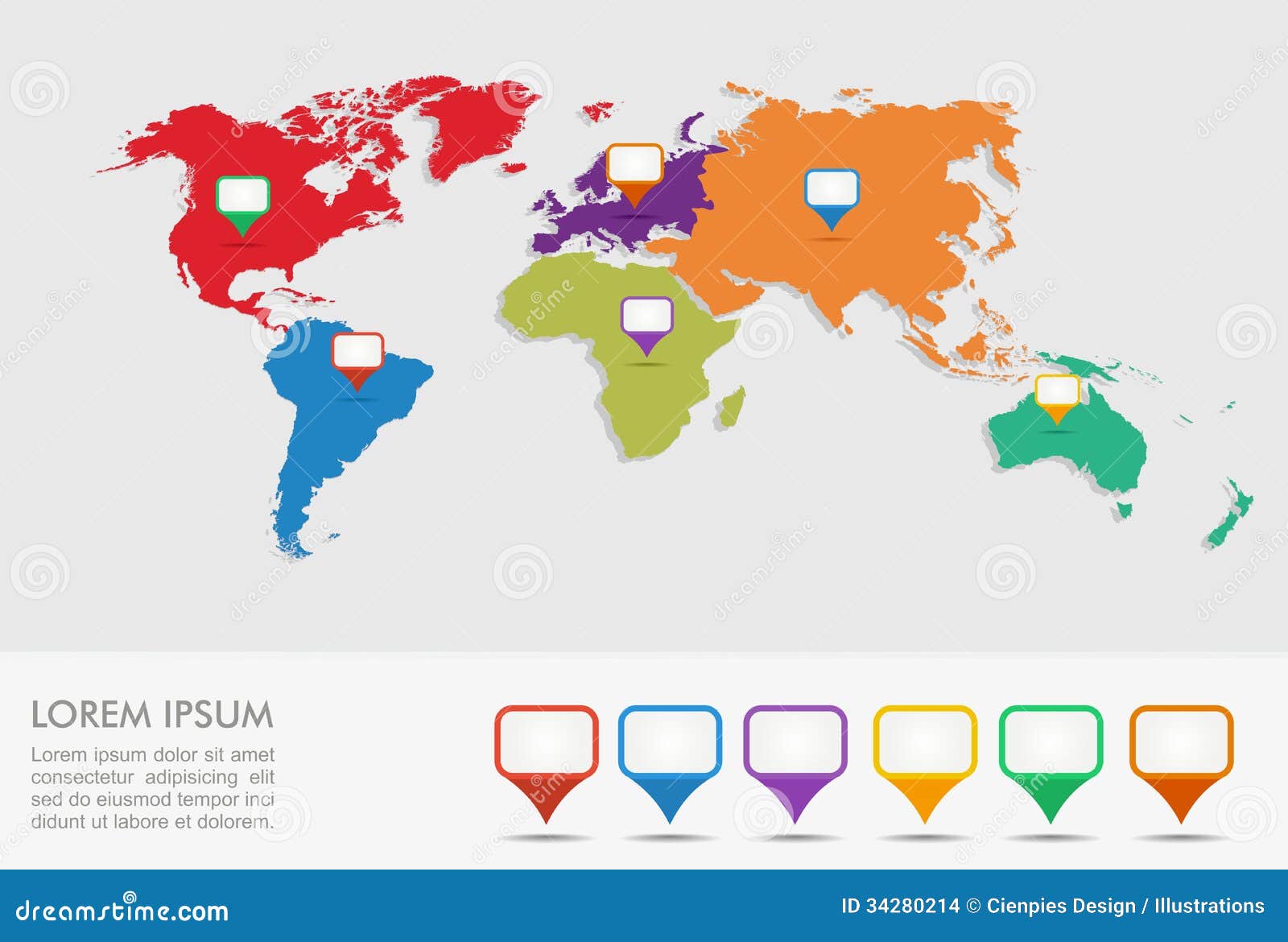 world map, geo position pointers infographics eps10 file.