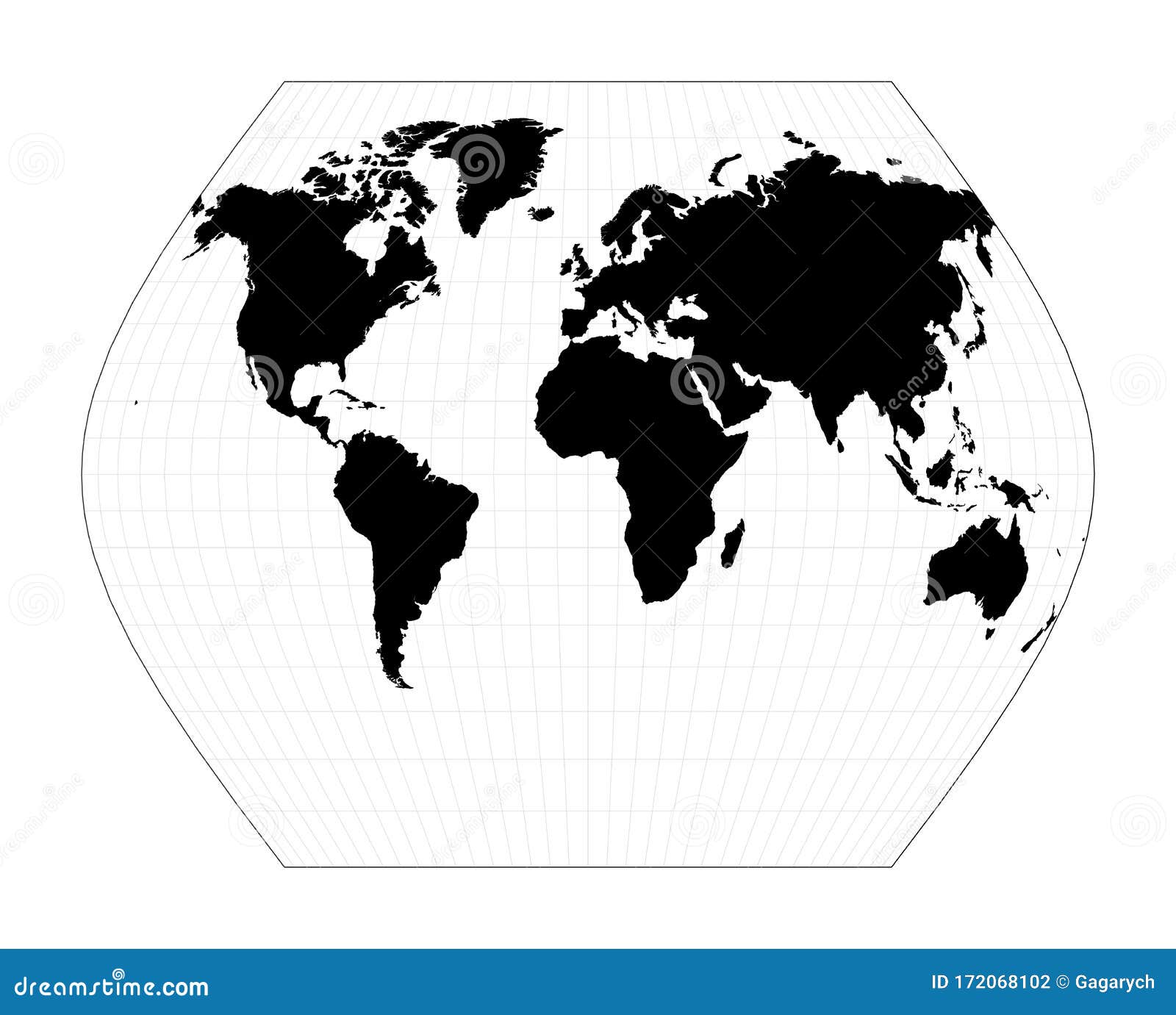 world map with graticule lines.