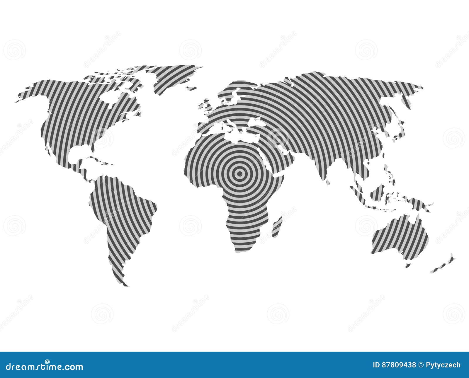 world map of grey concentric rings on white background. worldwide communication radio waves concept modern  