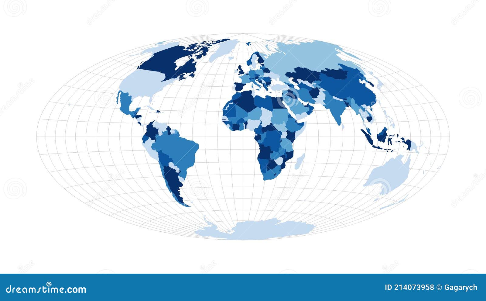 World Map. Hammer Projection Illustration - Illustration of flat, creative: 214073958