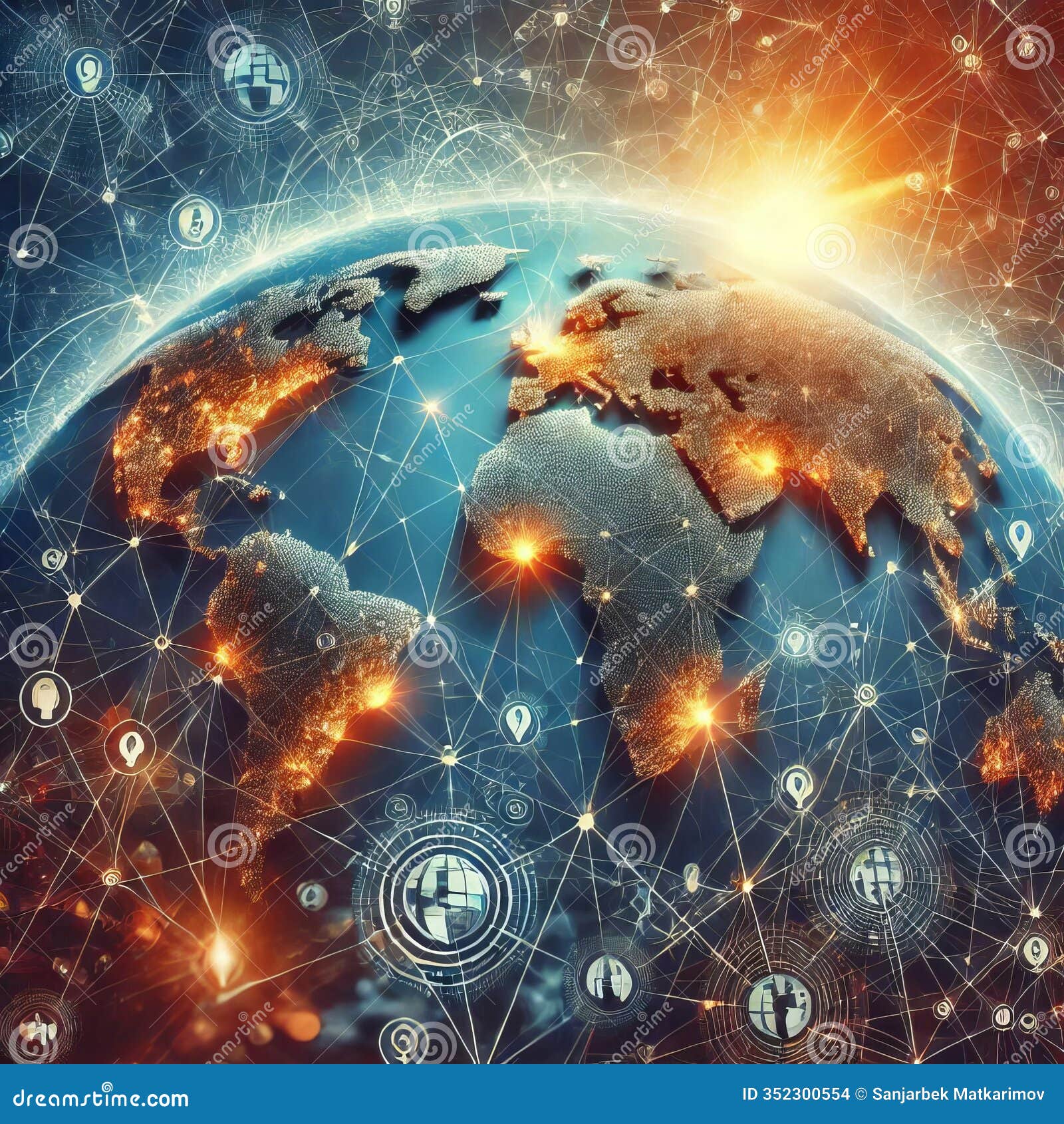 world map with interconnected lines izing global interconn