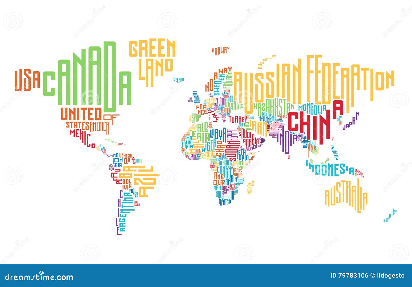 World Map Made of Typographic Country Names Stock Vector ...