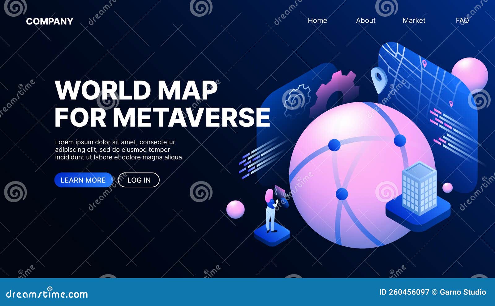 World Map for Metaverse. Metaworld Stock Vector - Illustration of