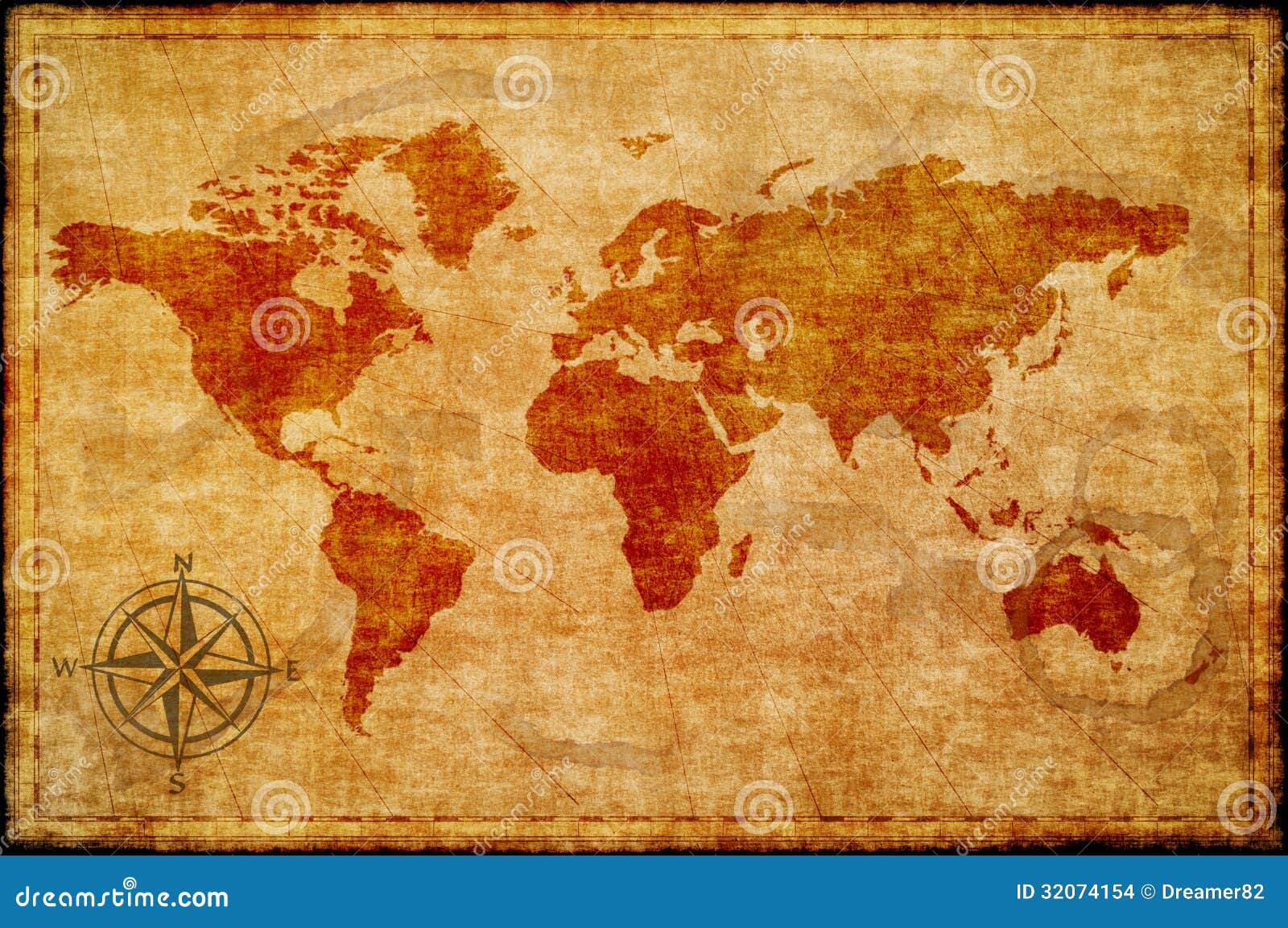 World Map On Old Paper Stock Photo Image Of Atlantic