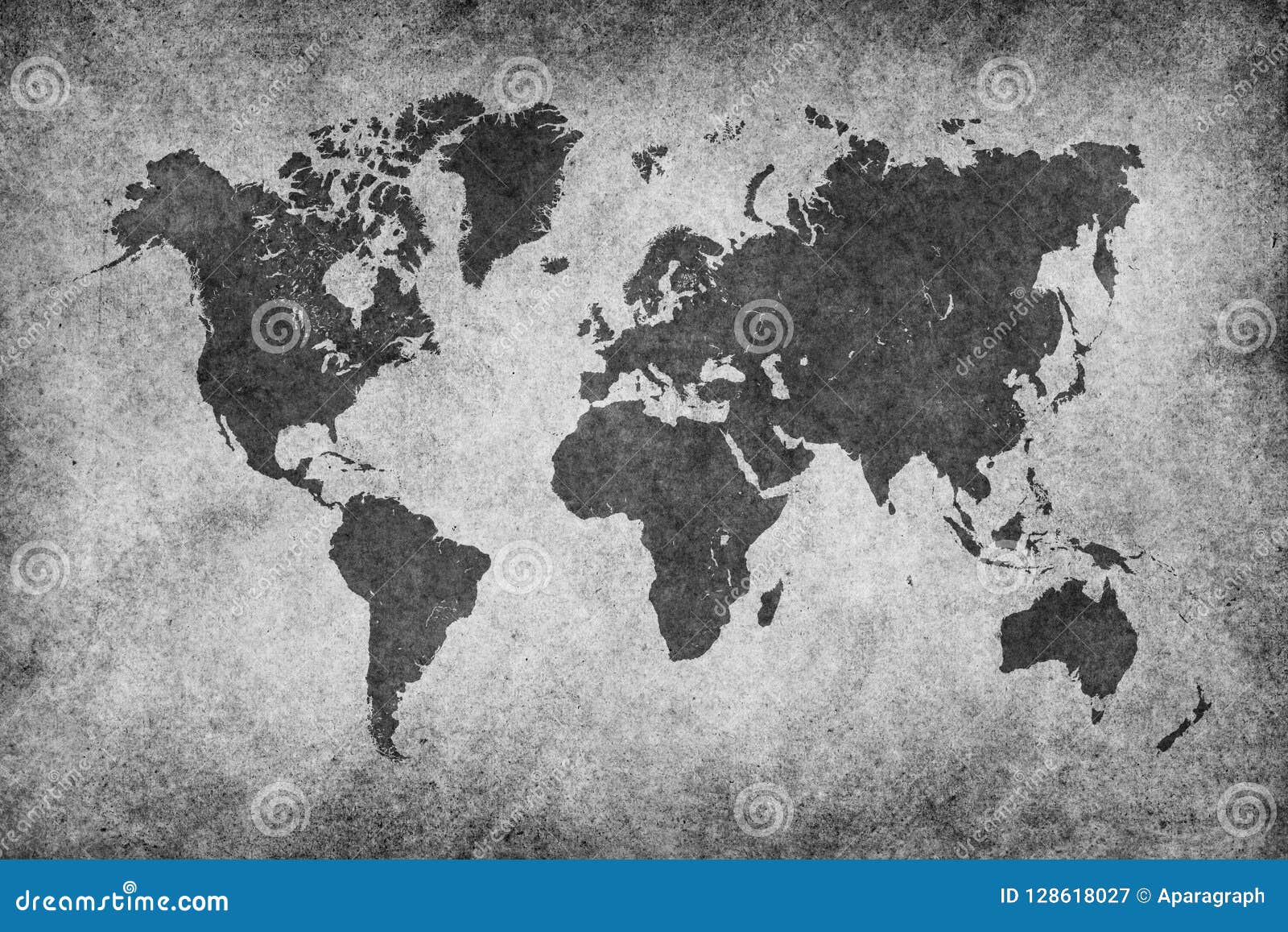World Map Paper Vintage Black & White Stock Illustration - Illustration