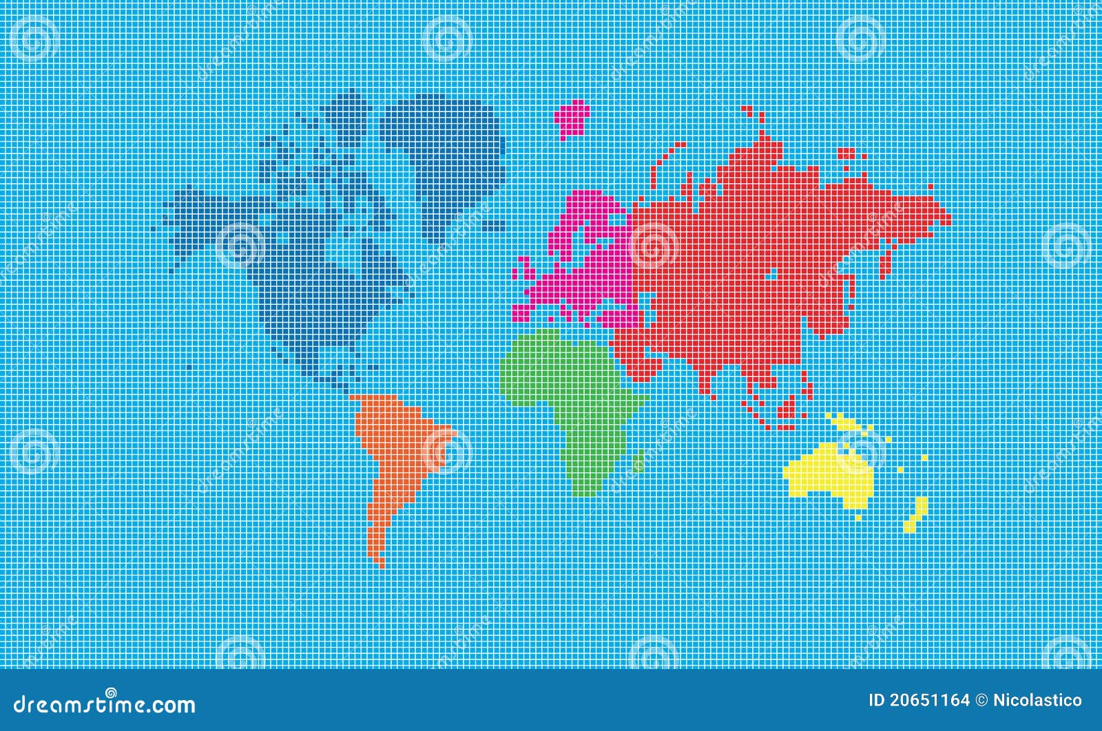 World Map Of Pixel Squares Stock Illustration Illustration