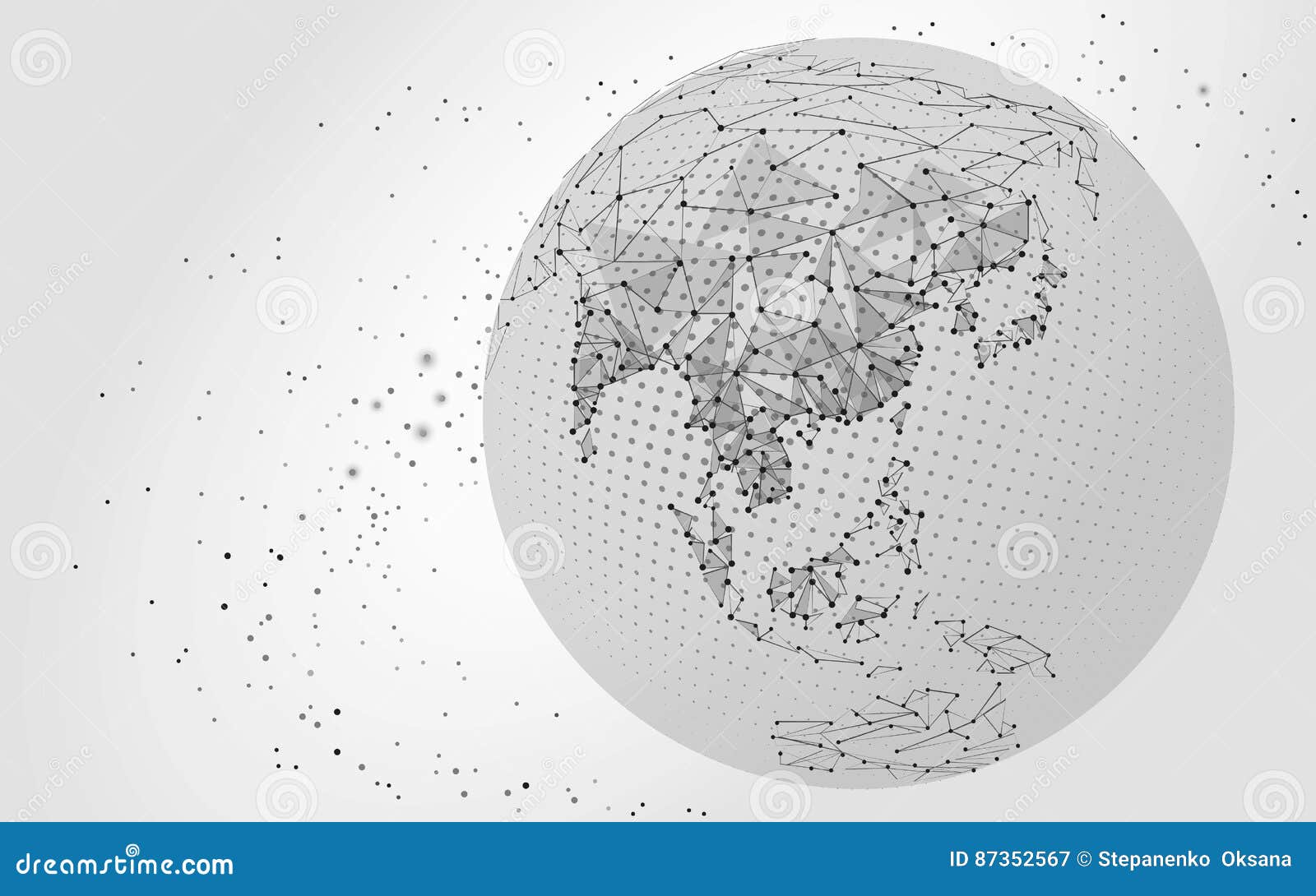 World Map Point, Line Black White Stock Vector Illustration of