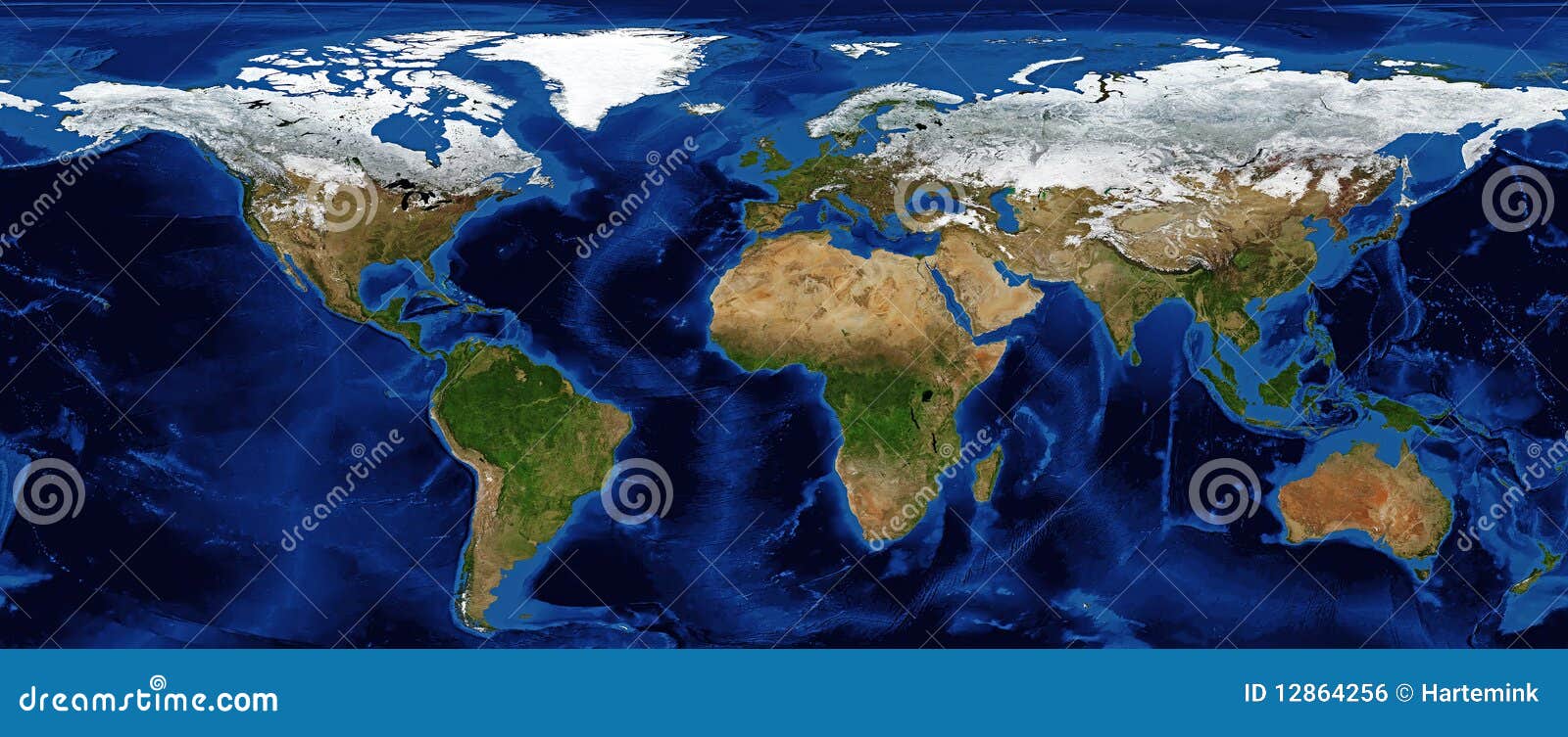 world map - shaded relief with bathymetry