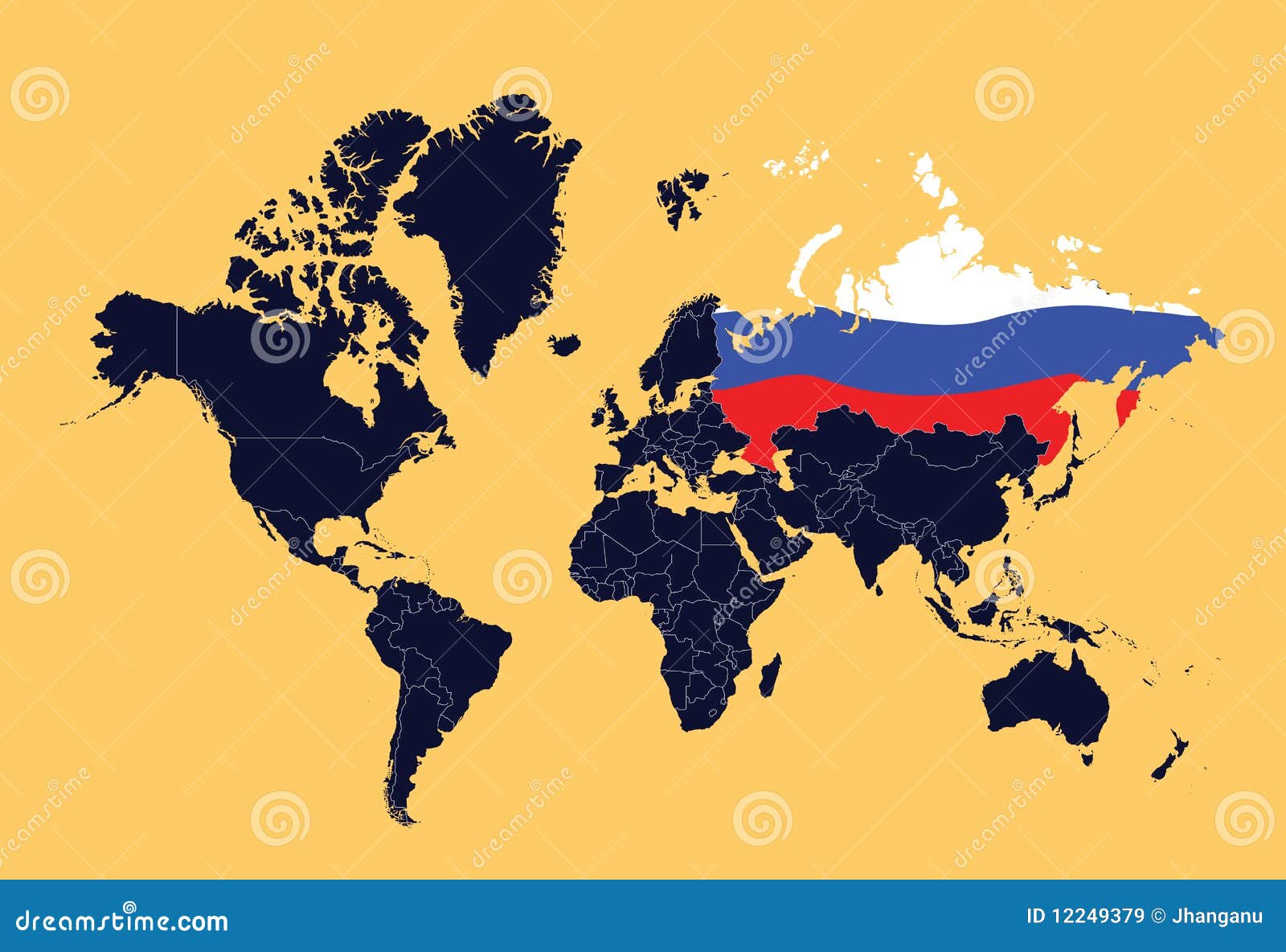 World map with russia flag Royalty Free Vector Image