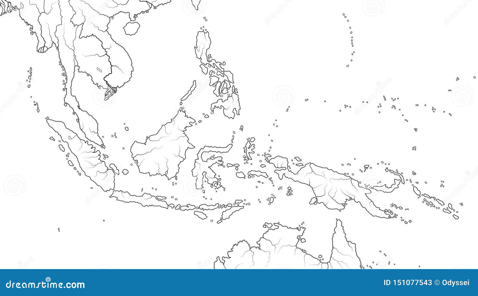 world map of southeast asia region: indochina, thailand, malaysia, indonesia, philippines. geographic chart.