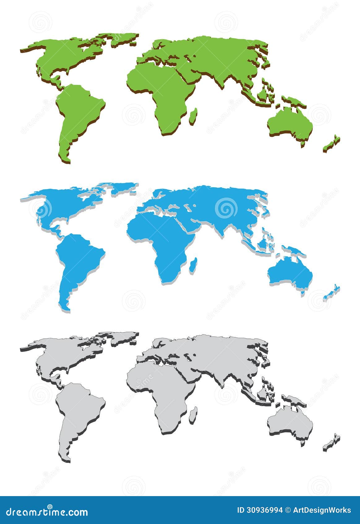 Download World Map 3d Vector Template Stock Vector - Illustration ...